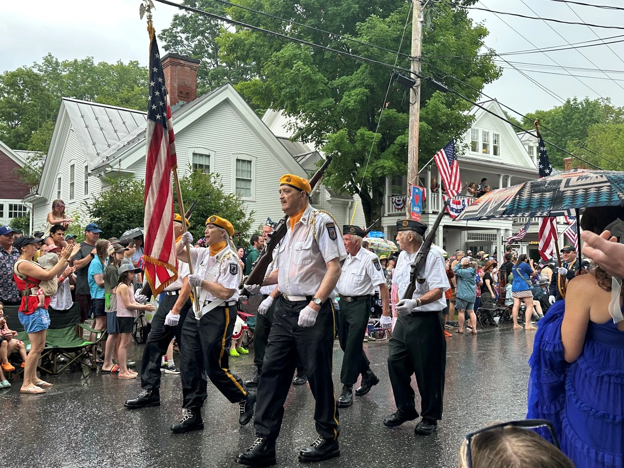   Color Guard from the Waterbury American Legion Post 59 leads the parade. Photo by Lisa Scagliotti  
