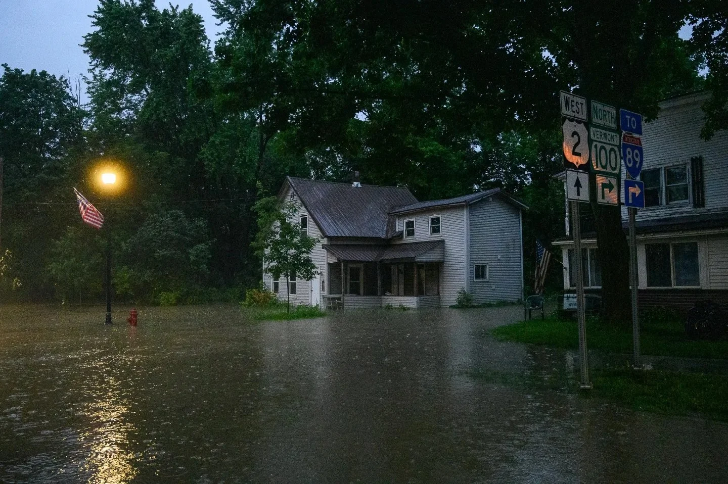  July 11, 2023: Floodwater surrounds North Main Street homes. Photo by Nicholas Erwin 