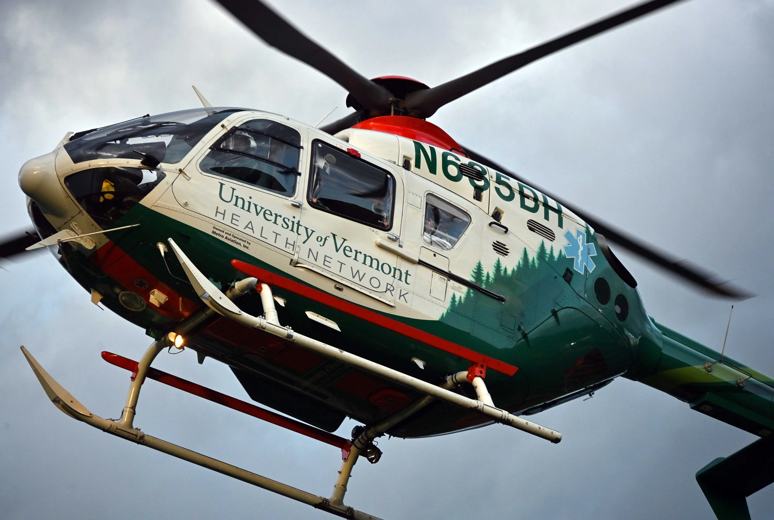   The chopper arrives for the training shortly after 6:30 p.m. Photo by Gordon Miller   