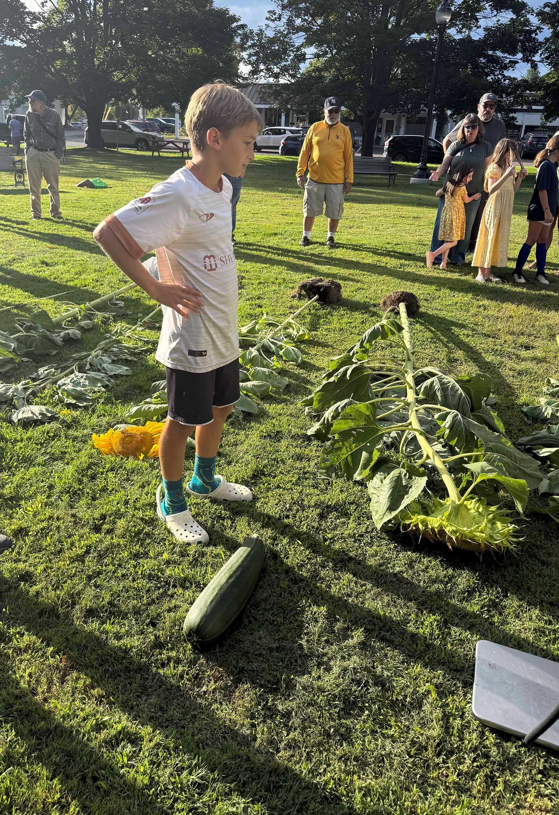  Watching the judging is Levon Leitner whose flower went on to win Sunzilla honors. Photo by Gordon Miller 
