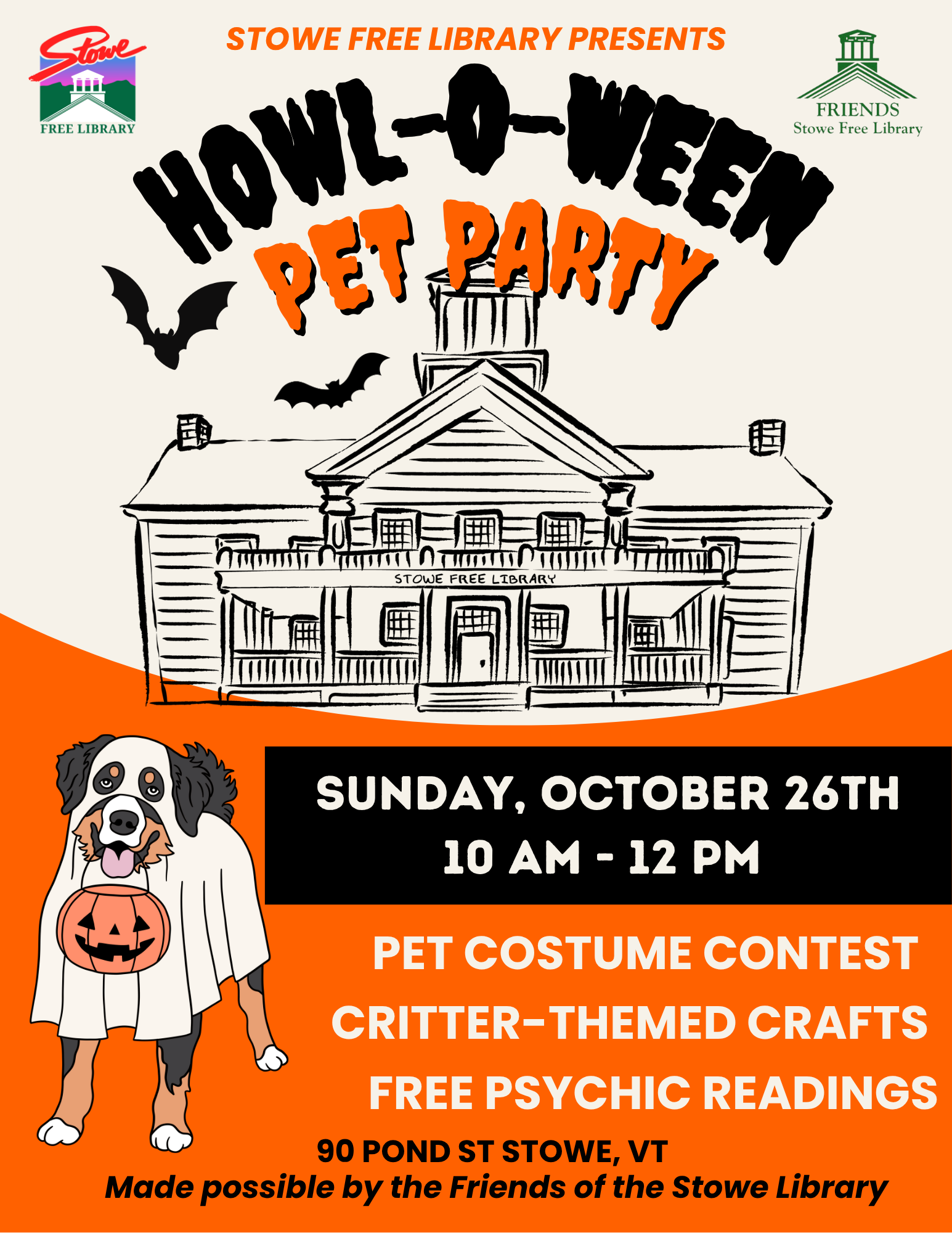 Stowe Free Library hosts a Howl-O-Ween Pet Party Oct. 26