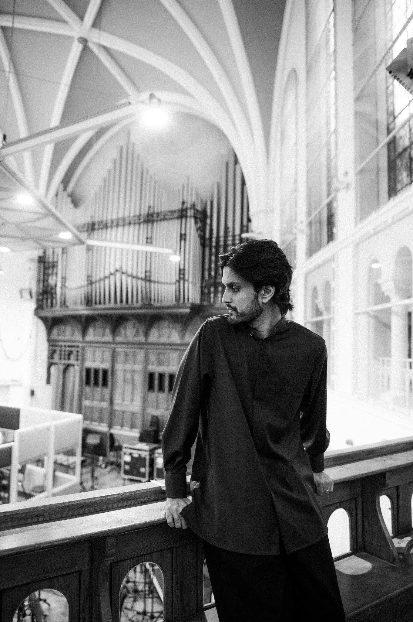 Rushil Ranjan at AIR Studios, London, in a black-and-white portrait.
