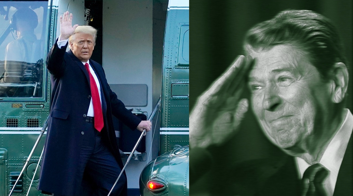 Trump Waves Goodbye To Only Friend Left In The White House, The Ghost Of Ronald Reagan