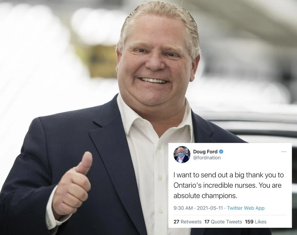Doug Ford Solves Ontario’s Healthcare Crisis By Sending Out A Nice Little “Thank You” Tweet To Nurses