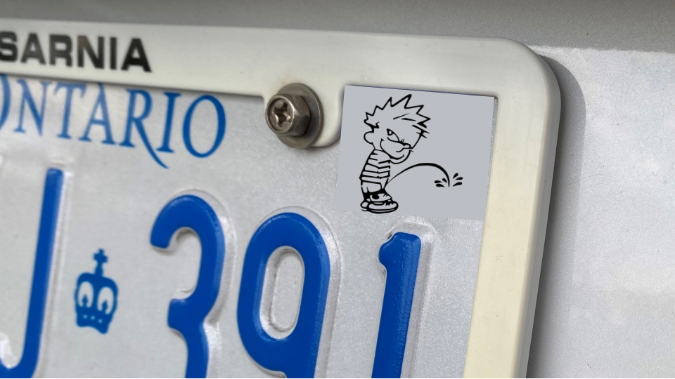 Ontario Replaces Licence Plate Sticker With Peeing Calvin Decal