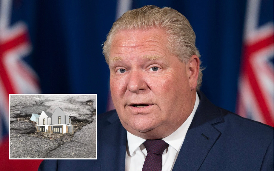 Doug Ford Unveils Plans To Build Affordable Housing Community In Giant Pothole On Lawrence Avenue