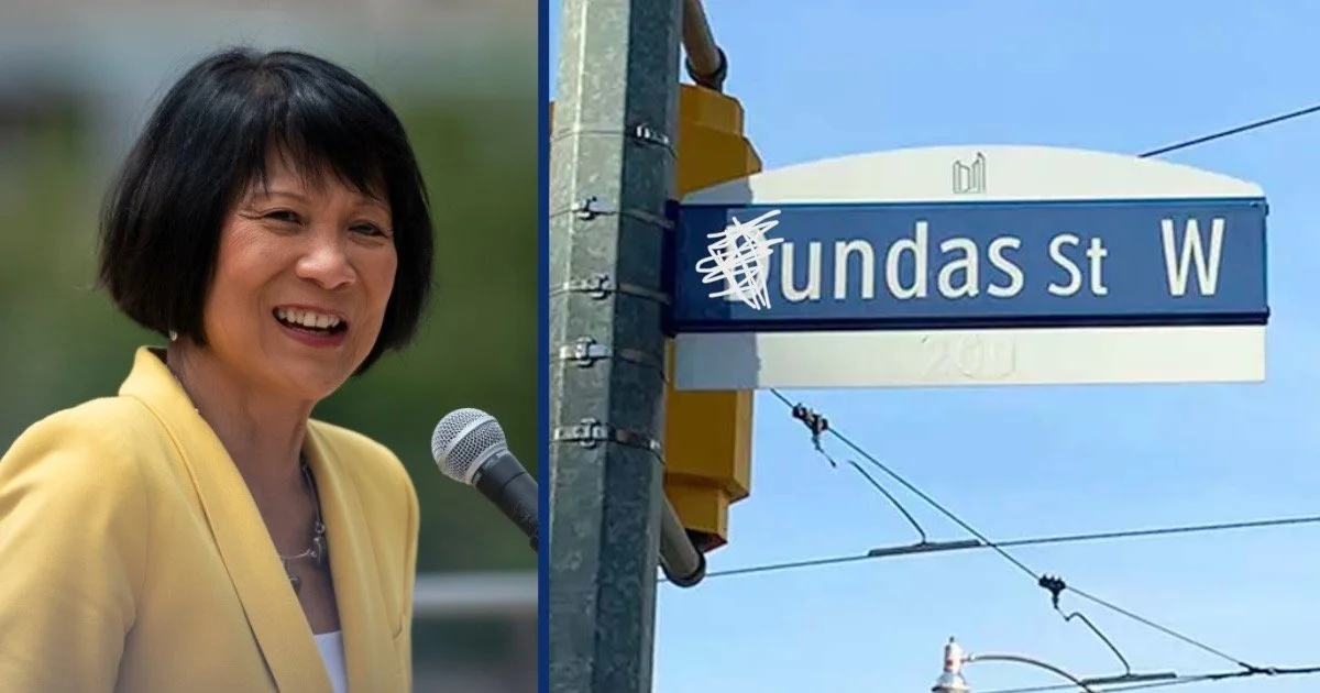 Olivia Chow Renames Dundas Street To “Undas Street”, Asks Residents To Just Scratch Out The “D” On Their Nearest Sign