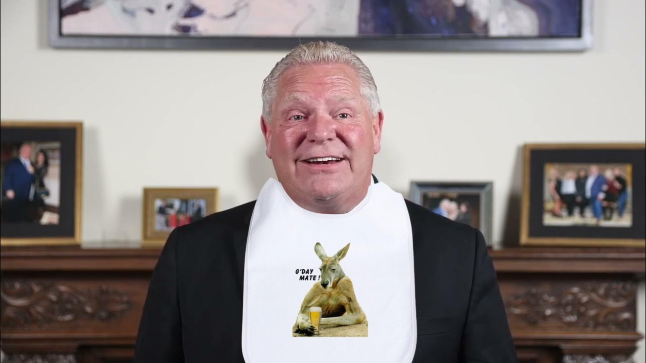 Ford Urges Ontario To Give Up Kangaroo Search While Donning Kangaroo-Themed Bib