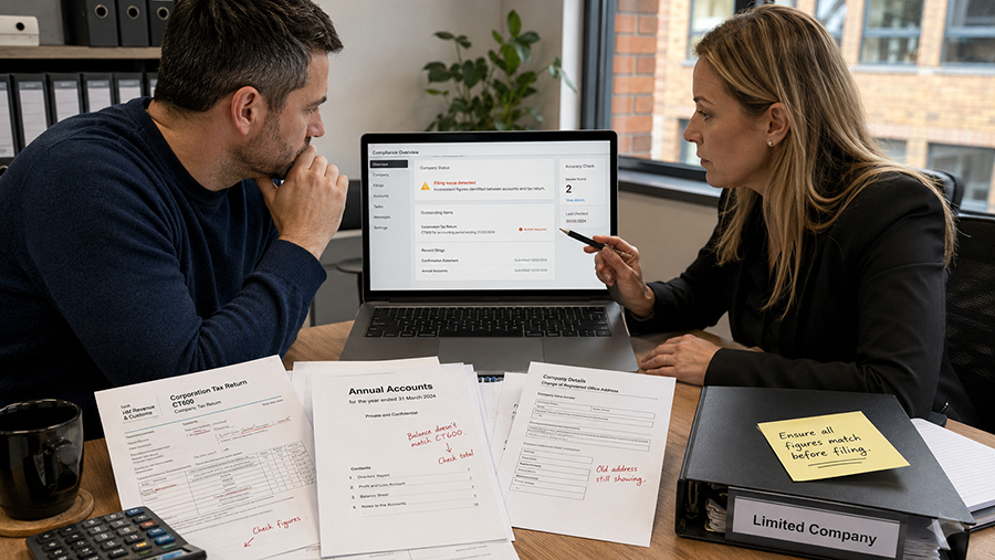 concerned business owner with accountant