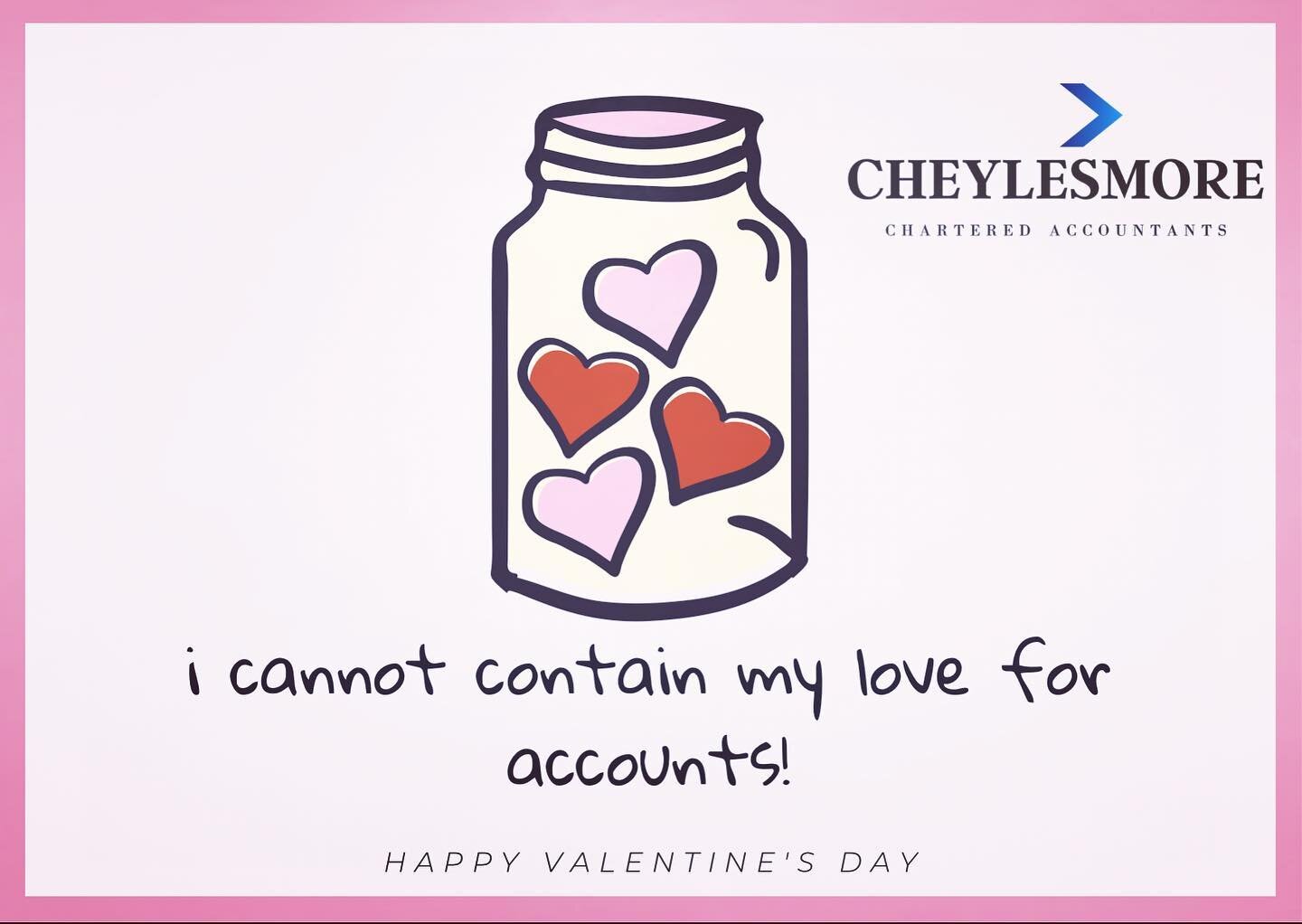 Happy Valentines Day from Cheylesmore Accountants! We ❤️ accounts, taxation and bookkeeping! If you need a hand give us a call on 02476017778 or email info@cheylesmore.com

 #accountants #accountant #coventrycity #coventryaccountants #charteredaccoun