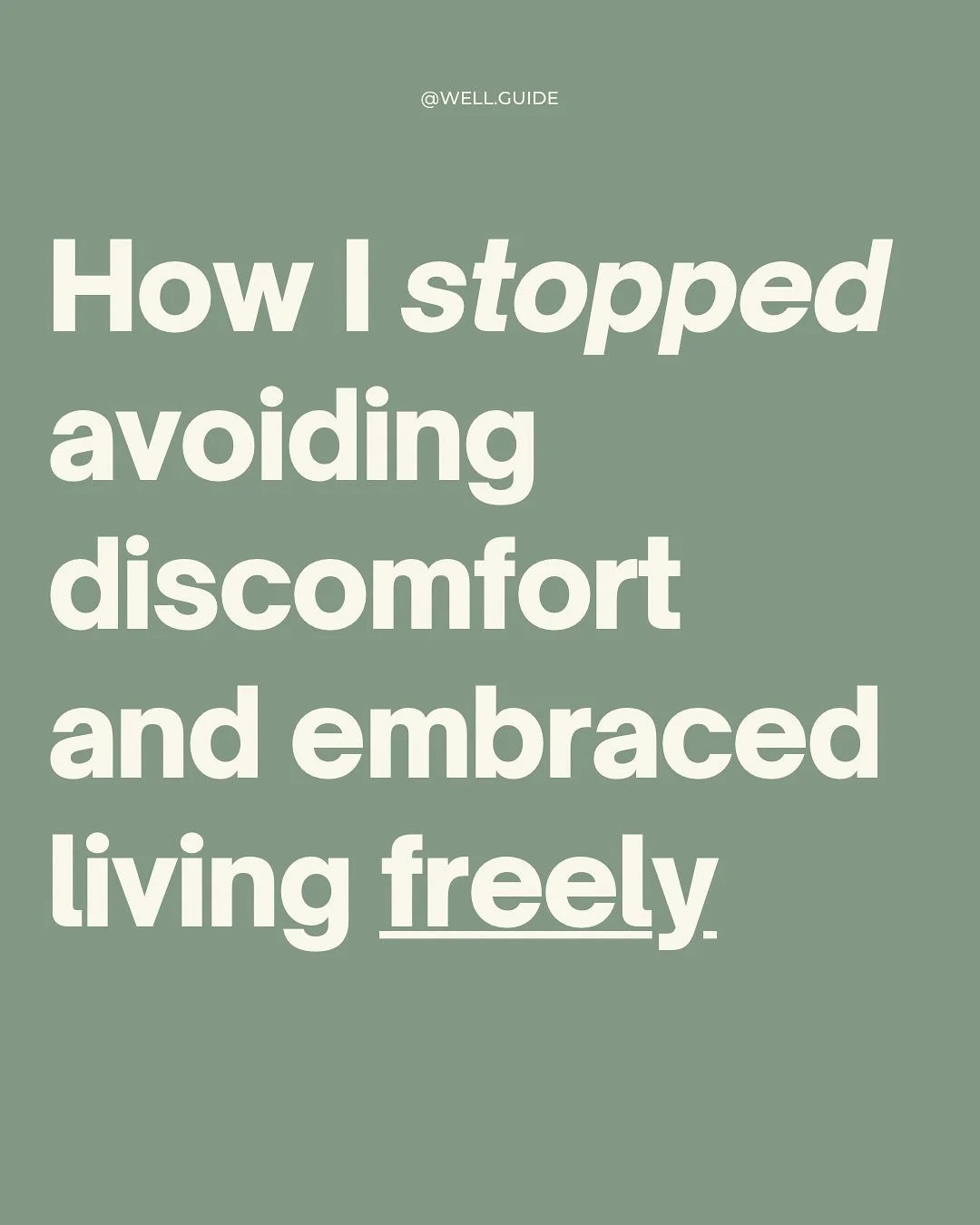 Avoiding discomfort feels protective in the moment, but it trains your nervous system to fear ordinary hard things. 

Each time you sidestep a tough feeling or conversation, your world gets smaller. You miss the feedback that would teach you, the rep
