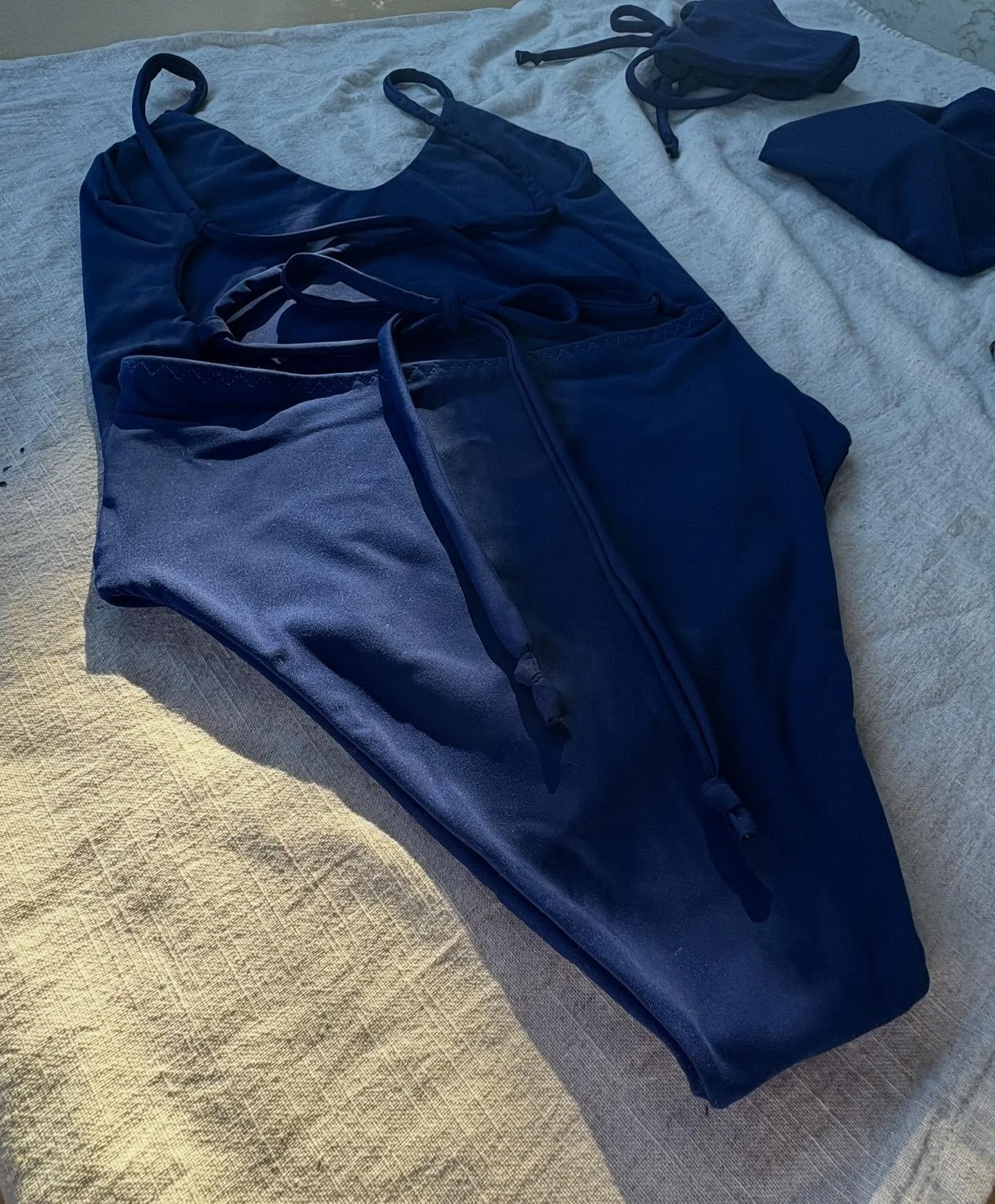 Sewing lots of midnight this week. This fabric is literally the softest and most buttery of all time 🧈🌌. The perfect addition to your bikini drawer. 😉 

#handmade #swimwear #customswim #onepiece #madeincanada