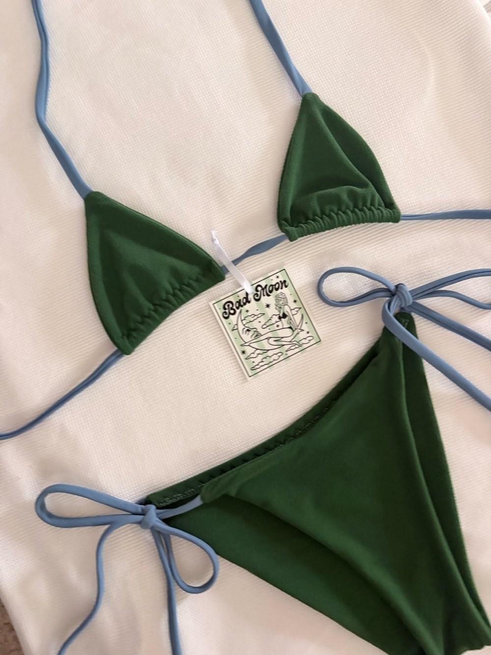 Palm Terry and dusty blue set. by Bad Moon Suits