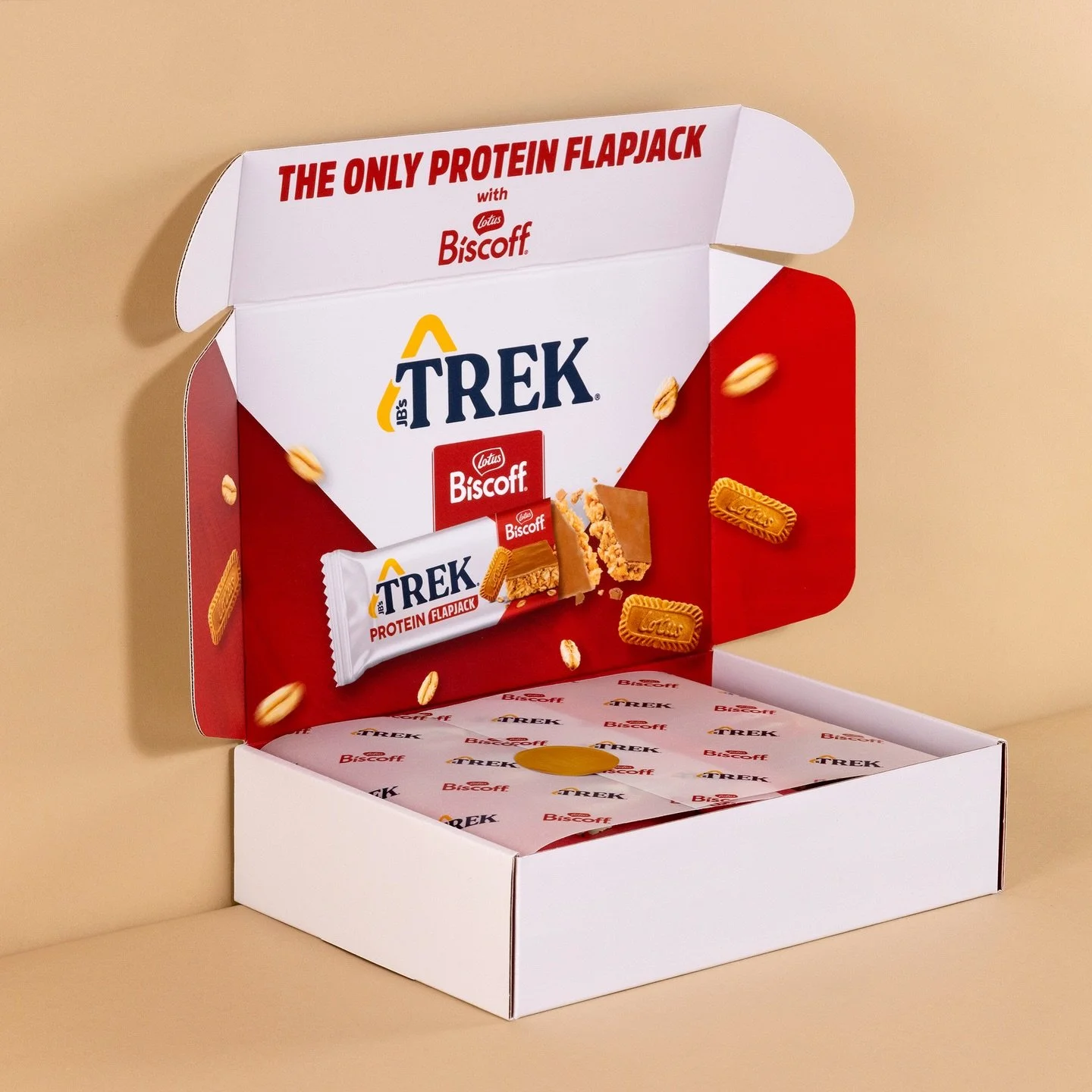 Oats. Protein. Biscoff. Say less. 🍪💥

To launch the new TREK Biscoff Protein Flapjack, we created custom mailers that delivered full flavour energy straight to media and influencers. Plant-based, protein-packed, and unapologetically indulgent.

The