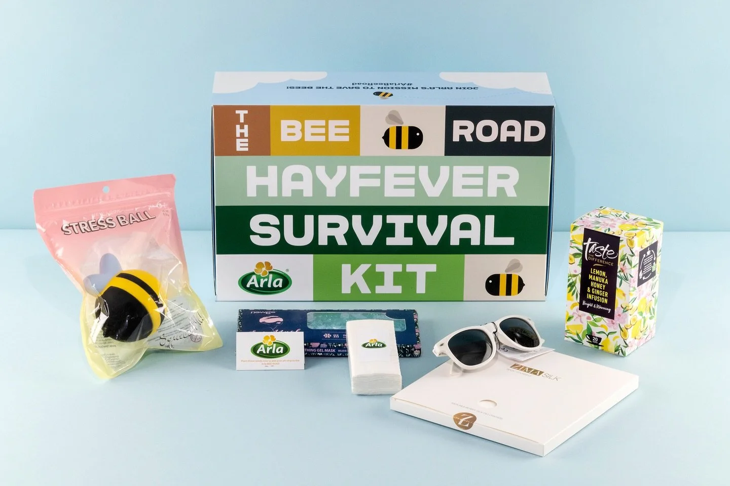 Hayfever season&hellip; but make it manageable. 🌼🤧

For Arla and The Bee Road campaign, we created recyclable mailer boxes packed with a Hayfever Survival Kit &mdash; because itchy eyes and scratchy noses deserve a little backup.

Built as sustaina