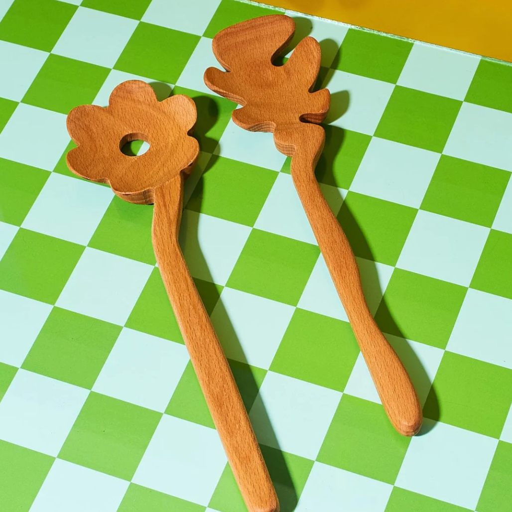 Flower Serving Wooden Utensils