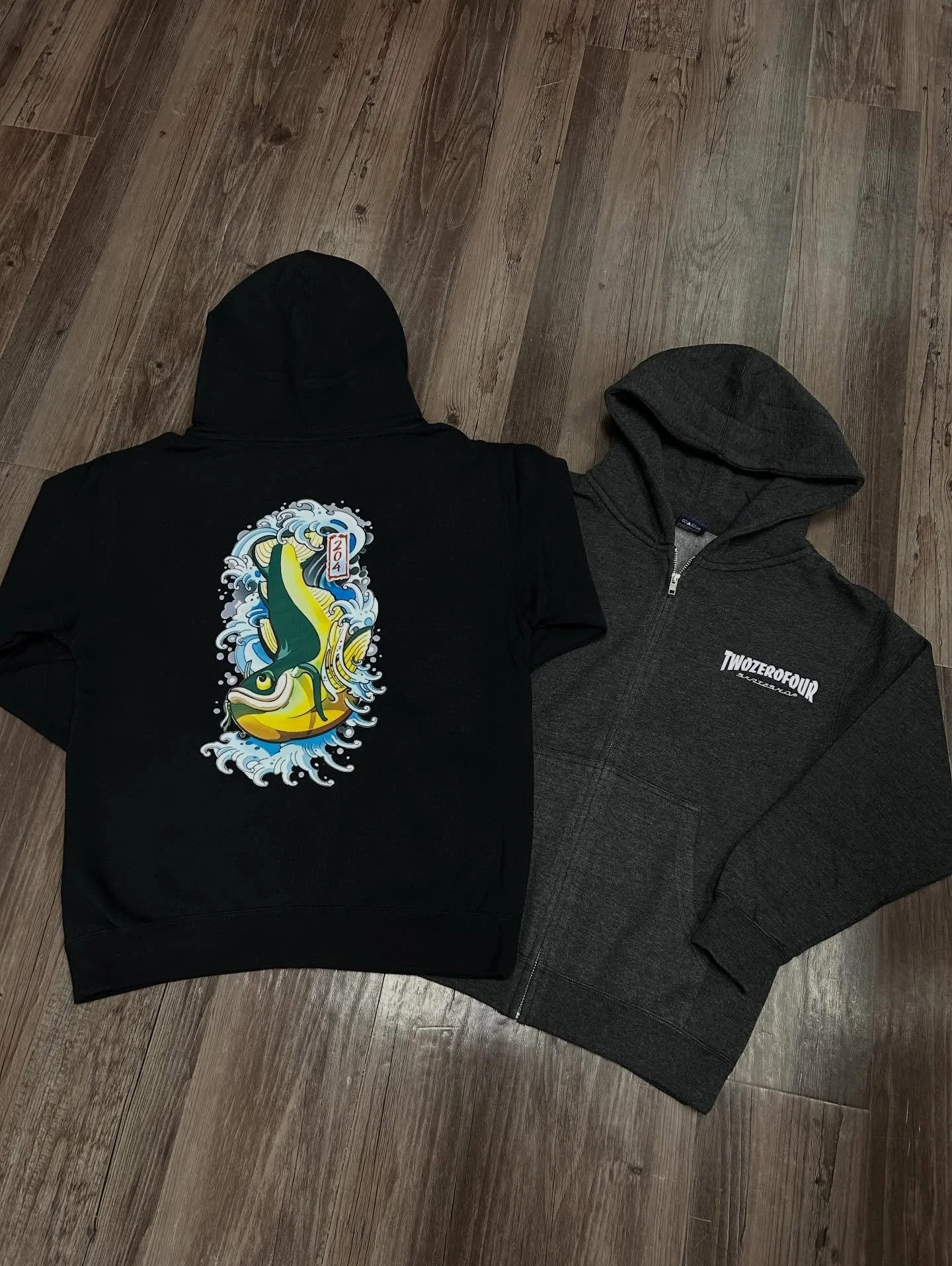 They are here! The highly requested youth zip up hoodies hoodies with Chuck the Channel Cat or the OG hand logo! $55