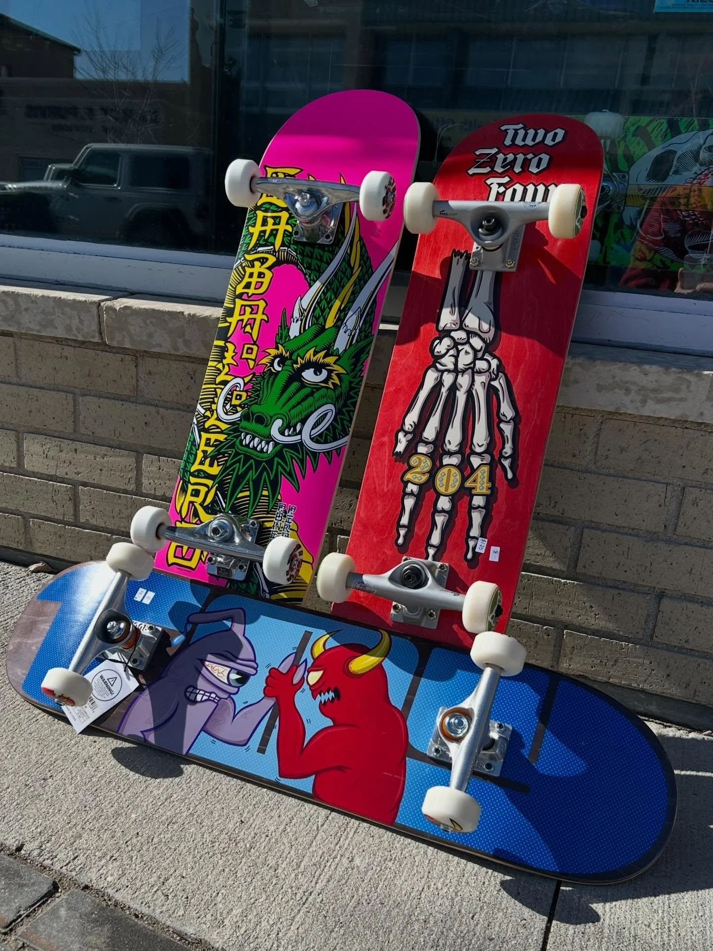 Weather is finally getting nice, no better time to pick up a new summer hobby! Complete skateboards between $150 - $185 all ranges of sizes from little Timmy to big Timmy!