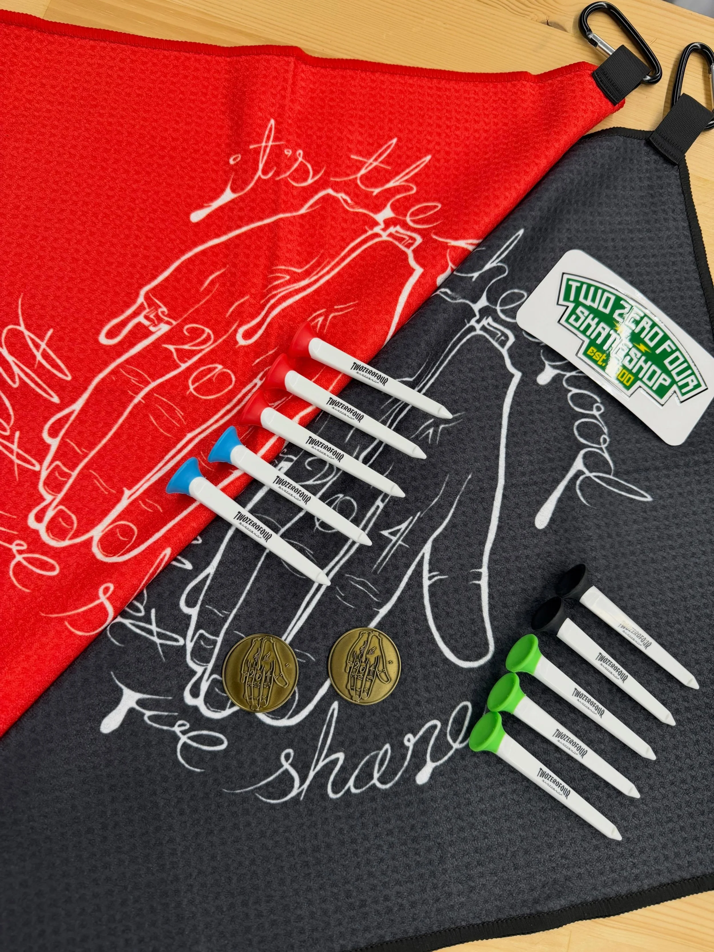 It&rsquo;s golf season! We made up a few golf kits! Keep your balls and clubs clean with a shop golf towel. Never break another tee with that high grade plastic shop golf tees. Keep track of your ball with the shop ball markers. 
Limited run only 40 