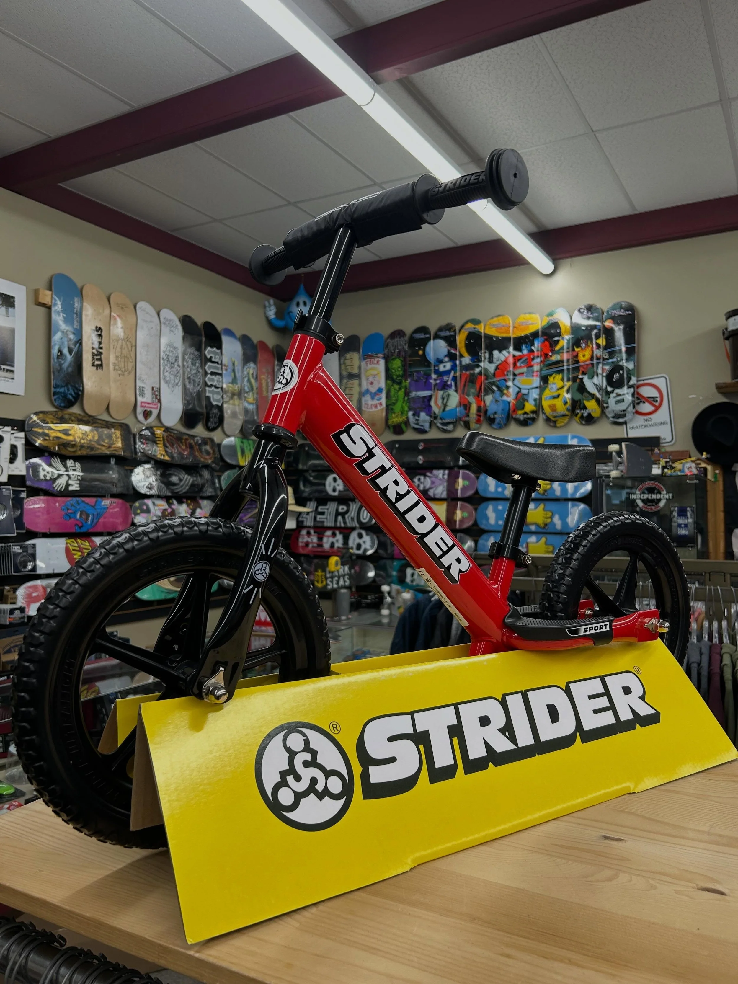 Strider restock!! These balance bikes are the best for getting little Timmy or Sally into their first bike!
Balance Bike $179.95 
Rocking horse stand $169.95