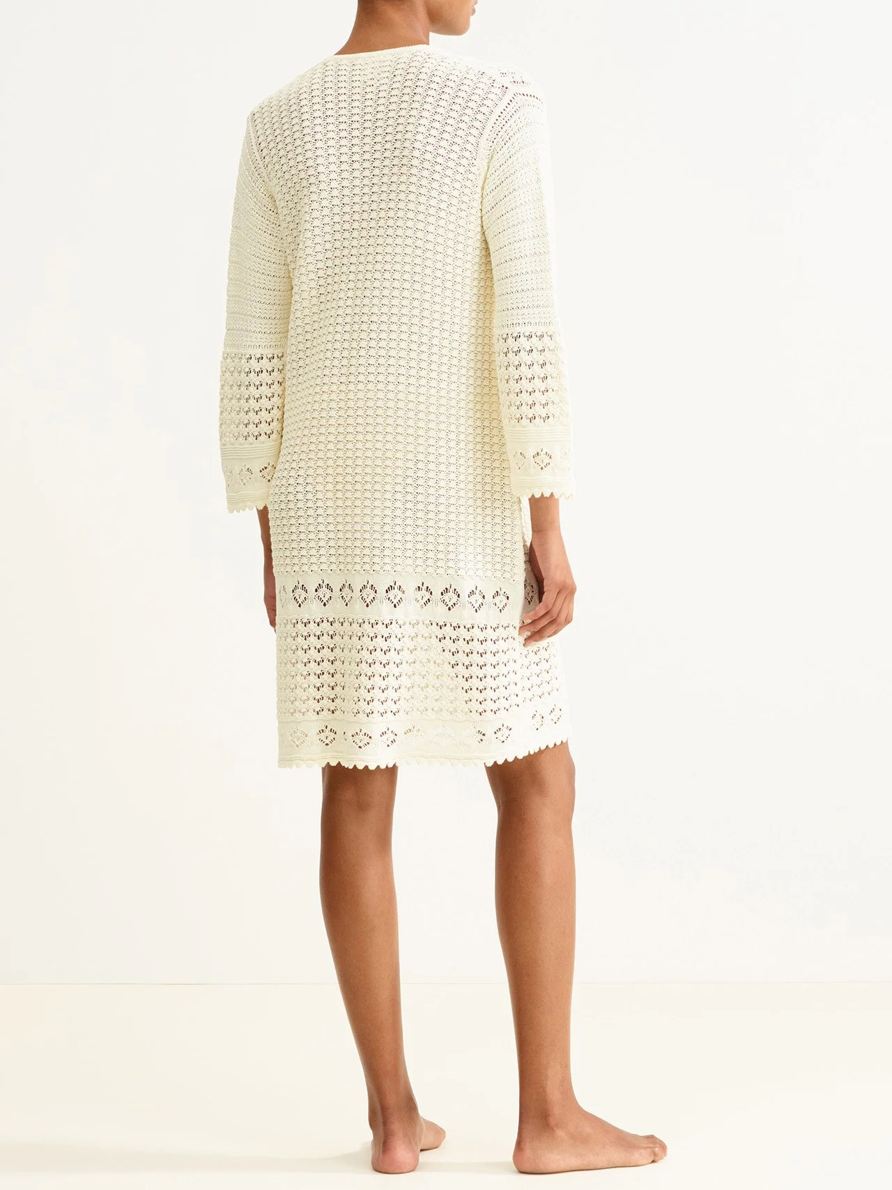 Eres Divina Short Dress Ecru Back