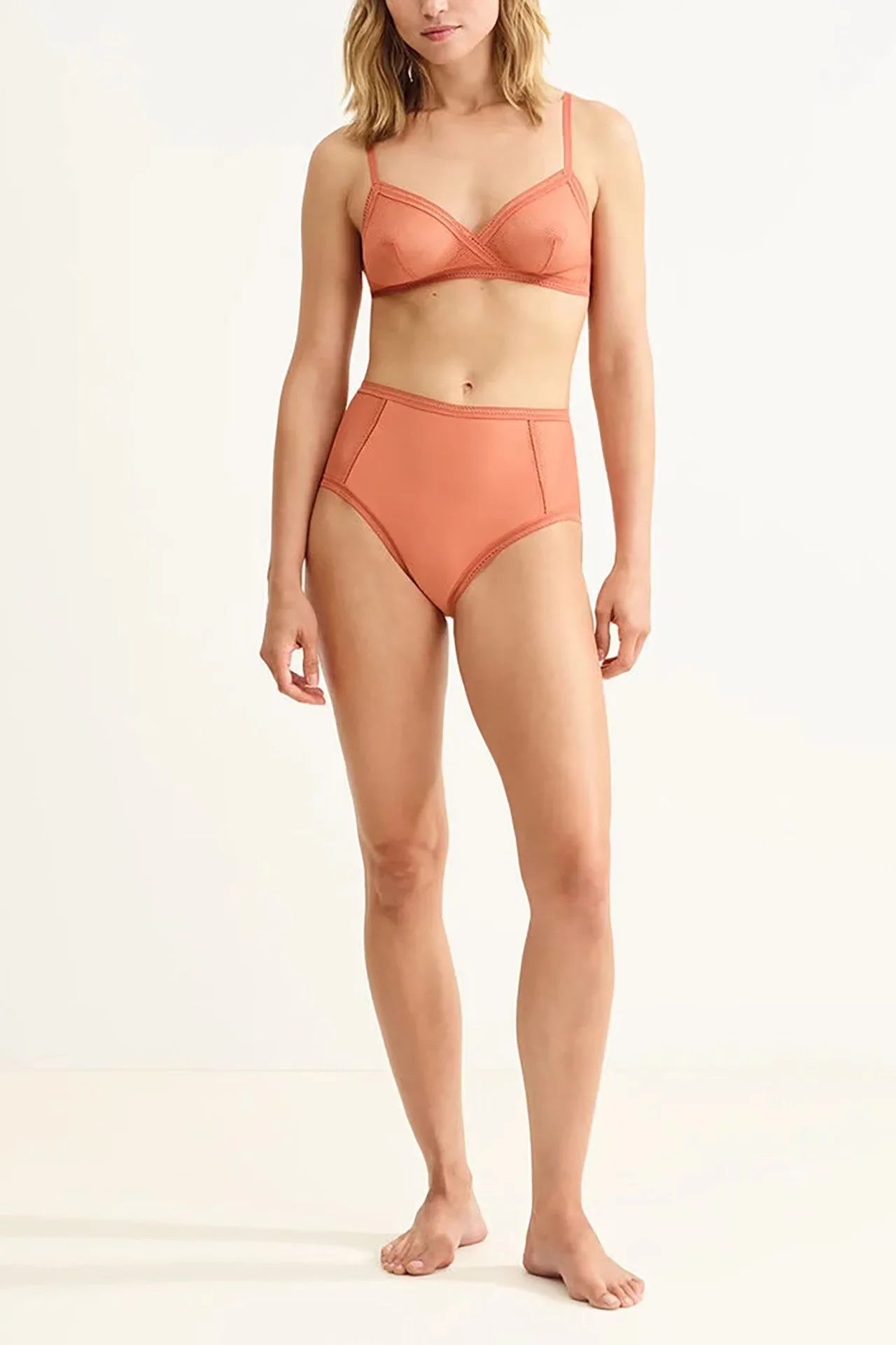 Lotus High Waisted Briefs Argile Rouge Model Front