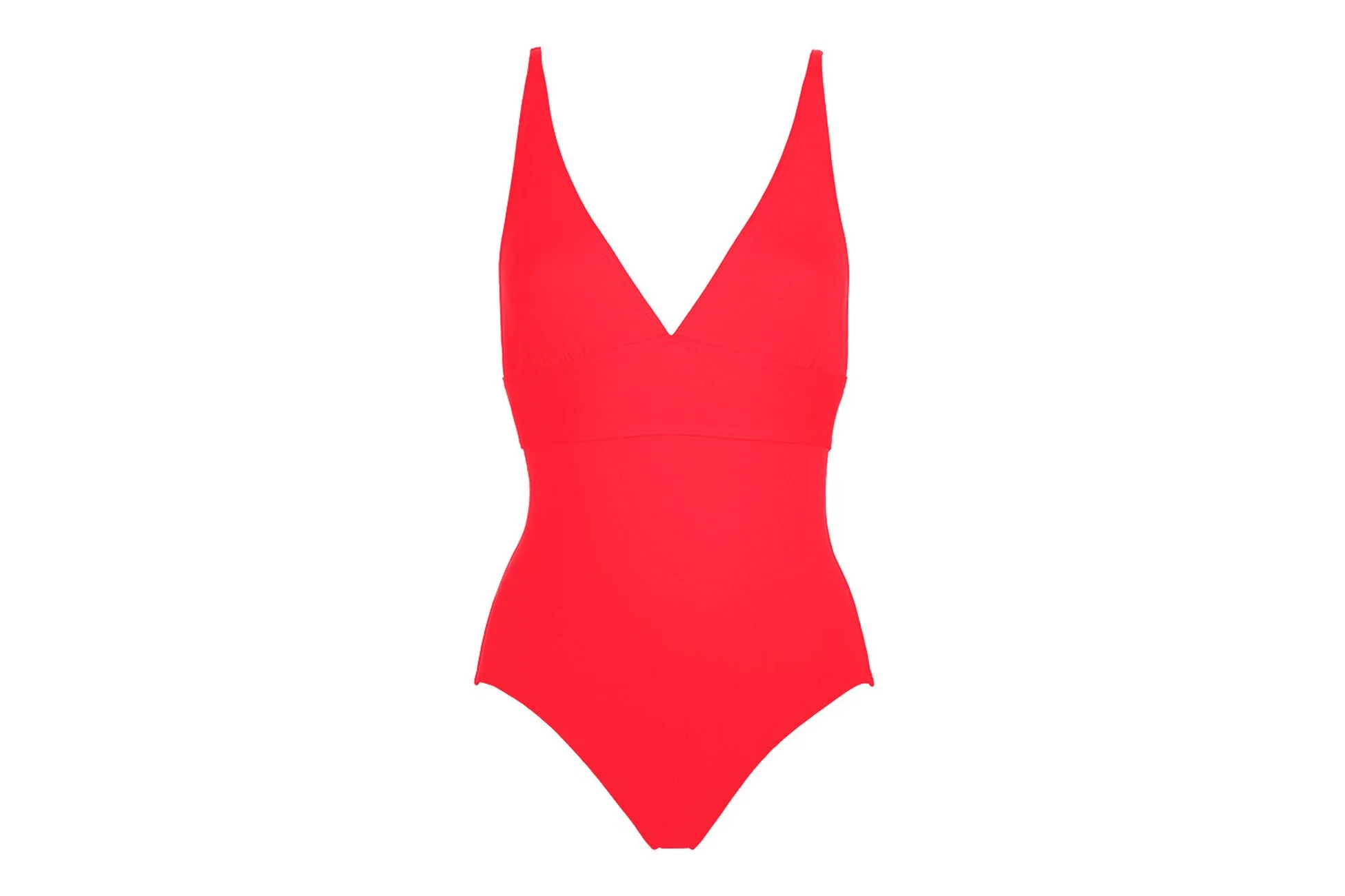 Eres Larcin One Piece V-Neck Swimsuit Red Flat Front