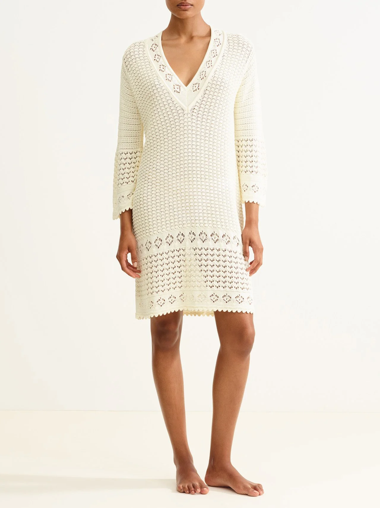 Eres Divina Short Dress Ecru Front