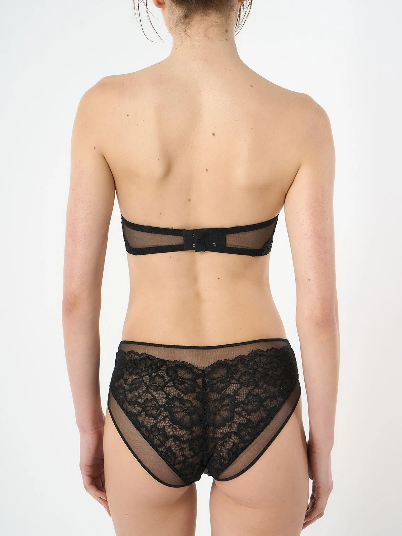 Nuame Power Lace Silk and Lace Bandeau Black Back Crop