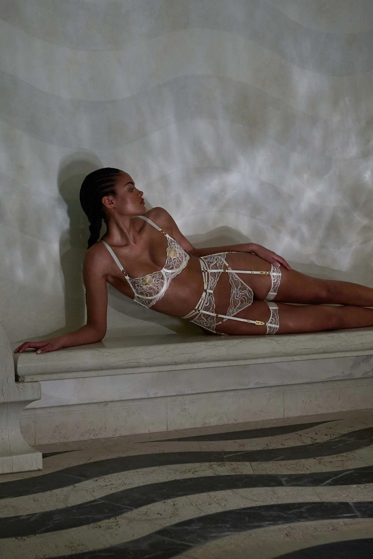 Bordelle Pearl Suspender Cream Campaign Image Front GLOW