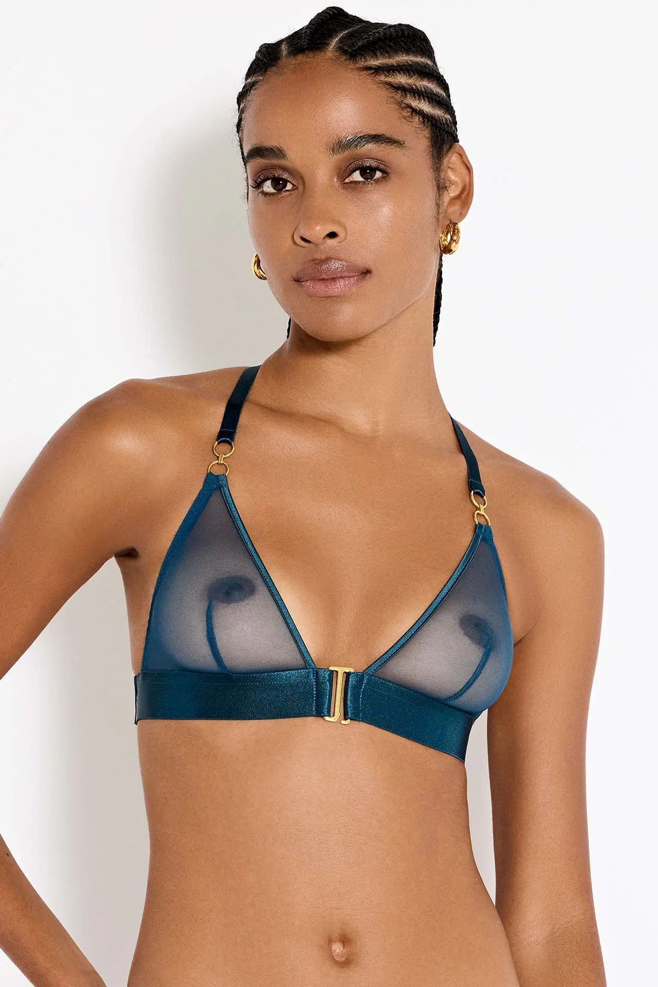 Bordelle Zenna Triangle Bra Teal Front Crop