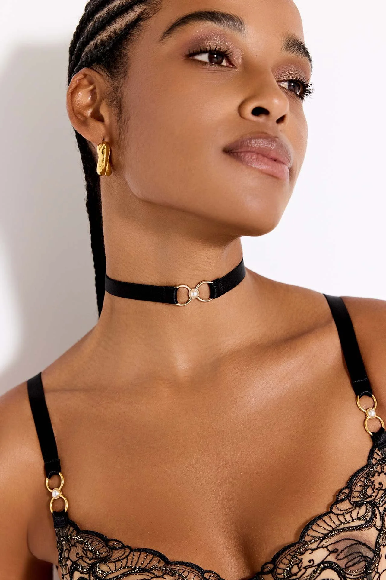Bordelle Pearl Collar Black Crop