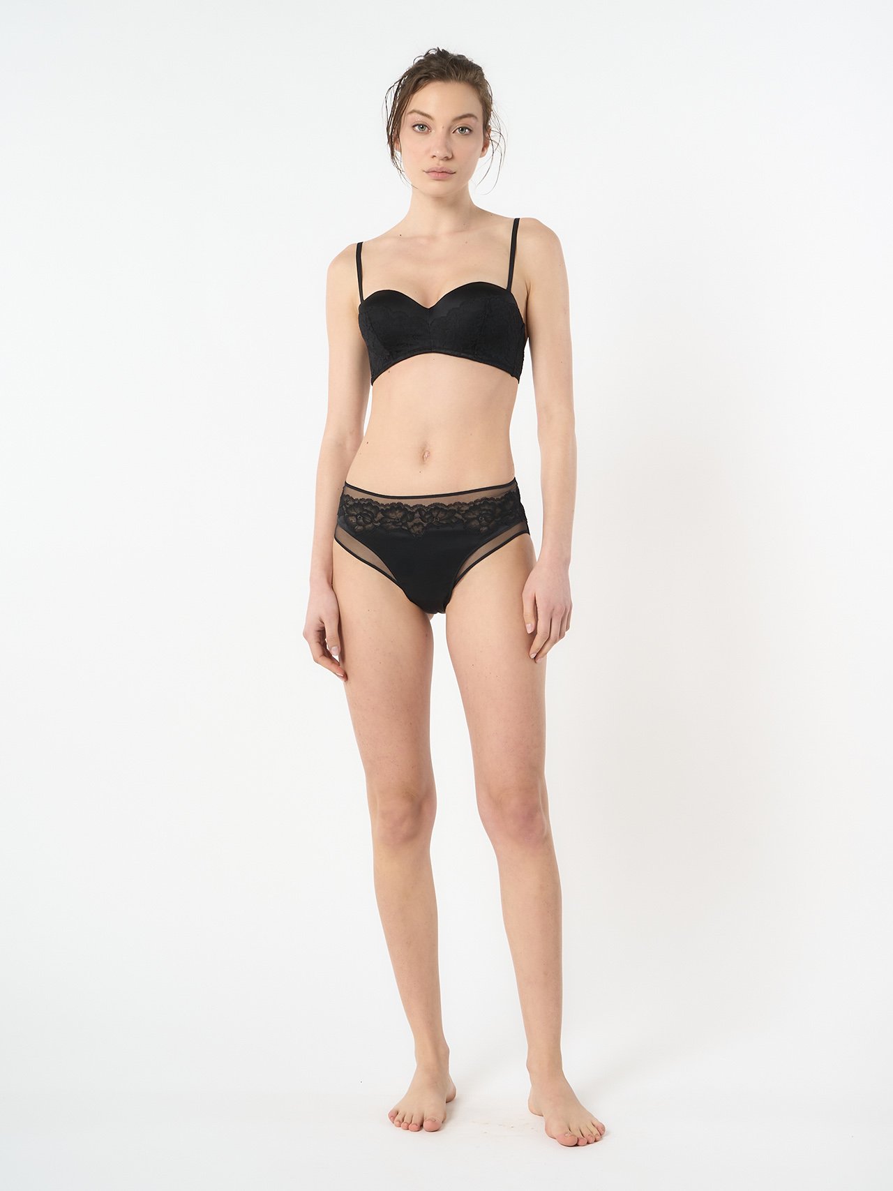 Nuame Power Lace Silk and Lace Bandeau Black Front