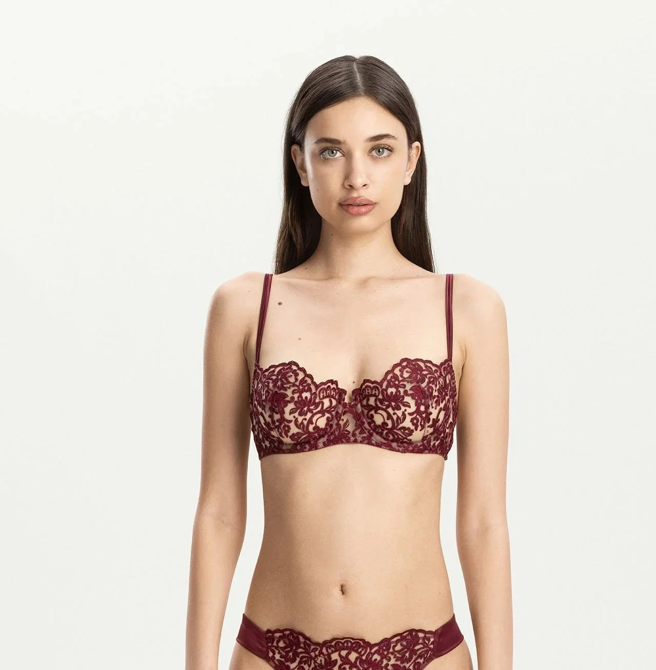 I.D. Sarrieri Royal Jewel Balconette Bra Wine Front Crop