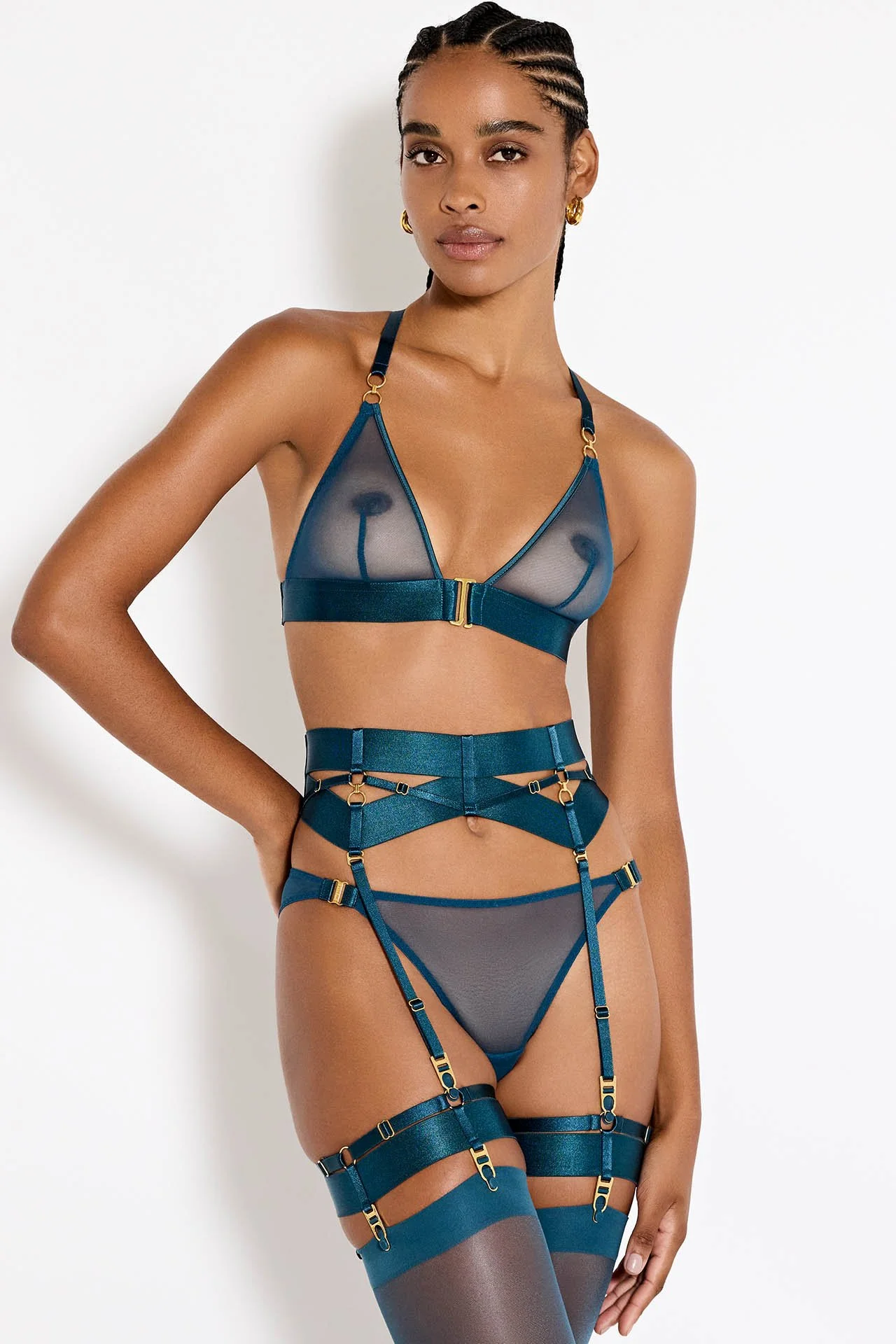 Bordelle Zenna Triangle Bra Teal Front
