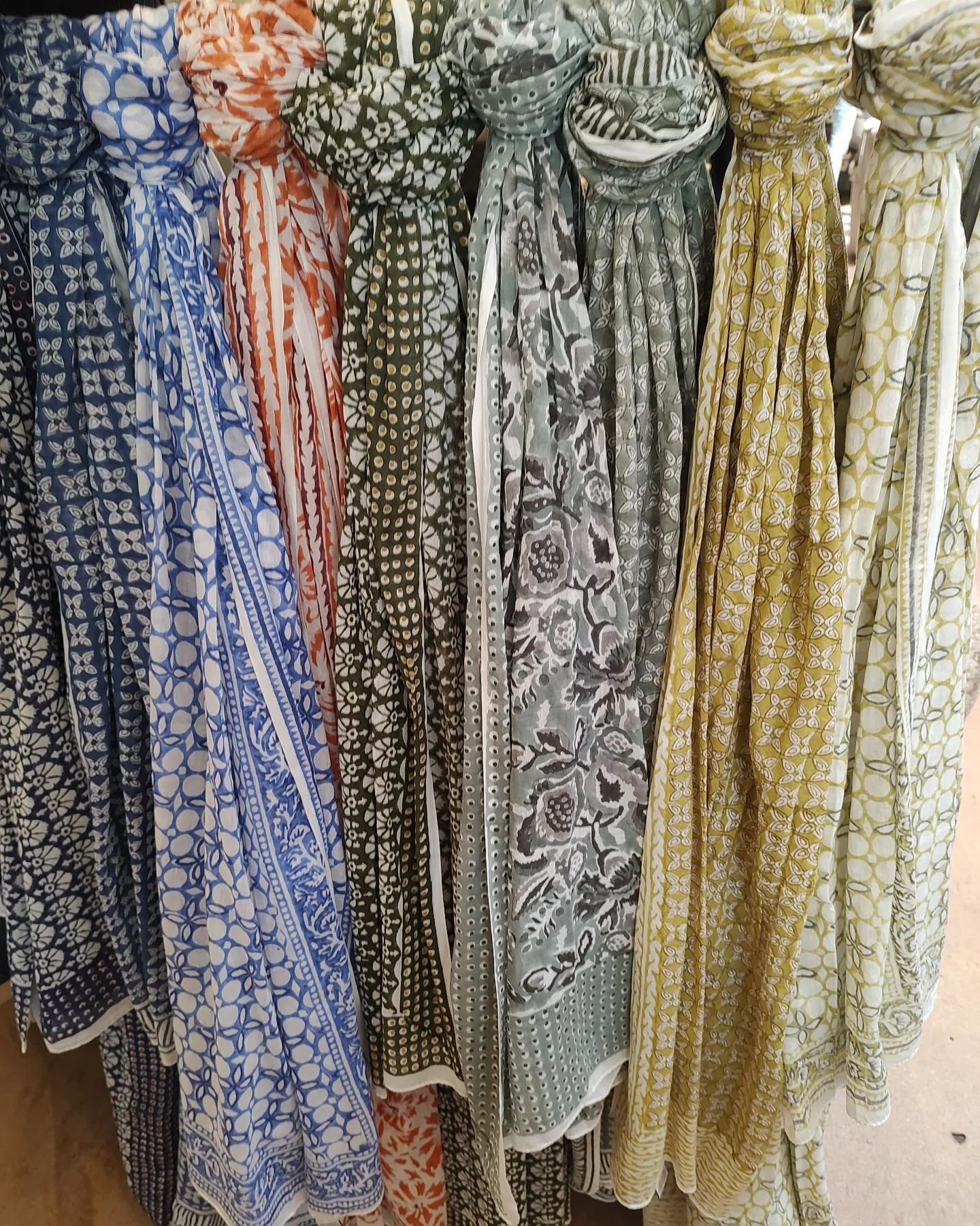 A beautiful hand blocked cotton scarf (big enough to use as a summer shawl) will give your outfit a lift!  #frenchgoods #artisanmade #color #itsawrap #38years #newprestonct #washingtonbusinessassociation
