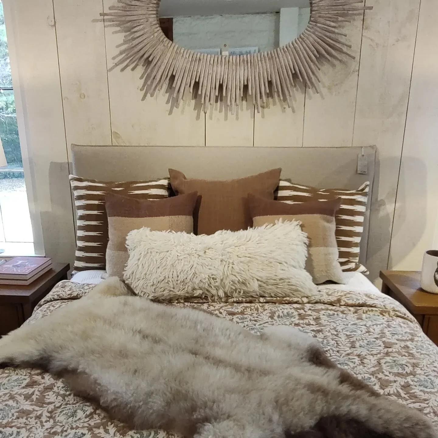 Classic Queen bed slipcovered in flax Belgian Linen, easy to remove for laundering.  Organic, sustainable bed linens and luxurious wool throws for your fall bedroom. New pillows have arrived.  Love where you sleep!  @libeco_home @myciscohome @coyuchi