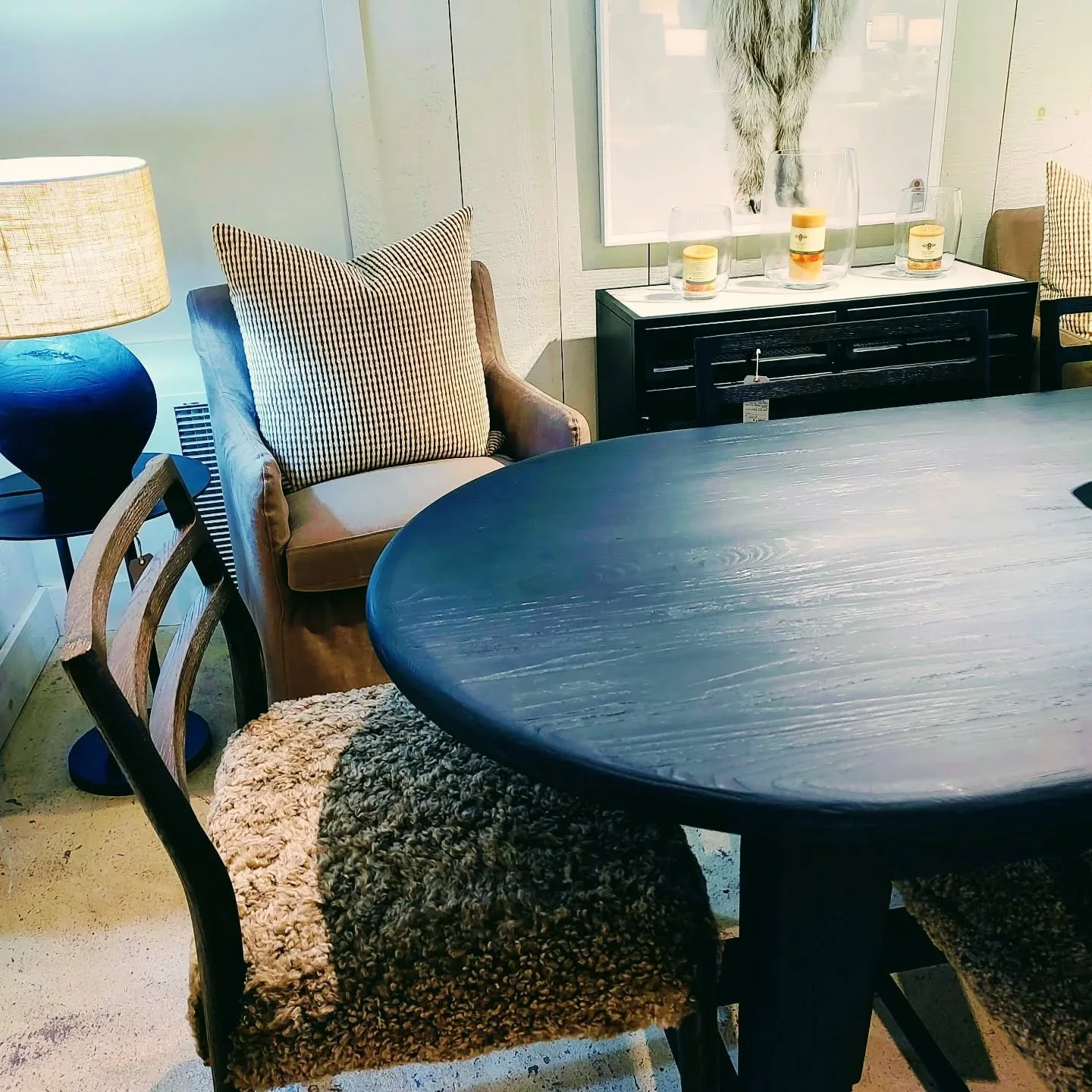 Thanksgiving will be here before you know it!  Gather your family around this beautiful oval Dining Table and Shearling Chairs.  Blessed!  #sustainable #diningroom ##shoplocal #newprestonct