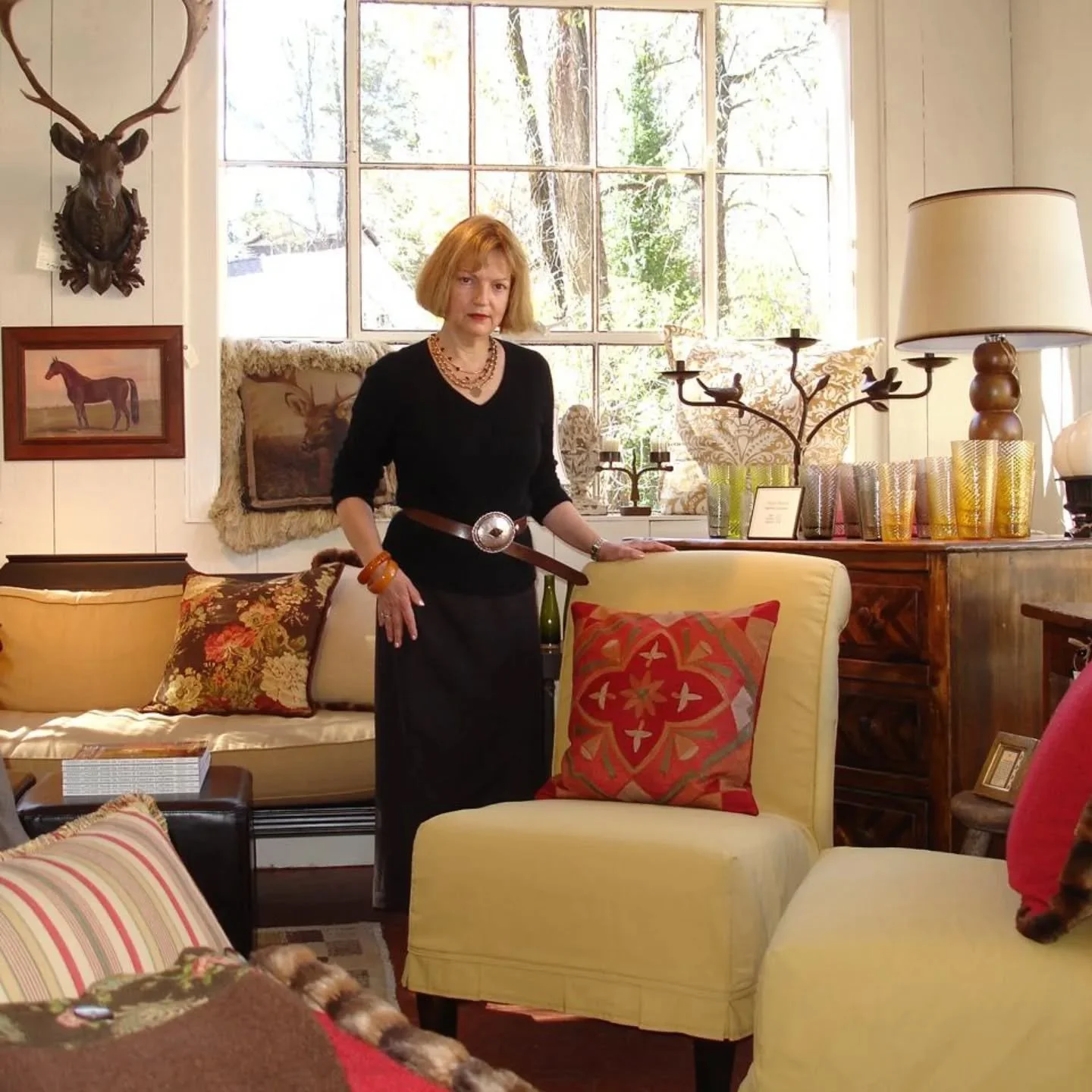 Some J. SEITZ history!  #joanna #38years #39holidays #Istillhaveapairofthesechairs #linenroom  #antlerdeer #housebeautifulphoto #openeveryday #newprestonct