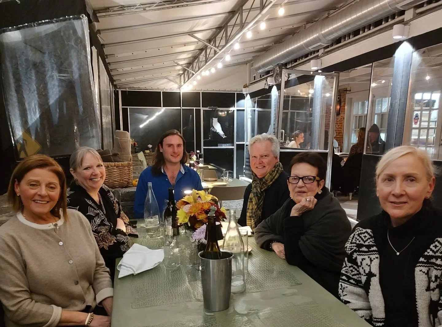 Saying goodbye to Clinton with a party at the Owl. Left to right,  Linda, Jennifer, Clinton, Dennis, Joanna and Tracy.  Missing from the phone are Amanda, Bill, Kim, Lisa and Carol.
Hard to get the team all together around a table!  #farewell #goodlu