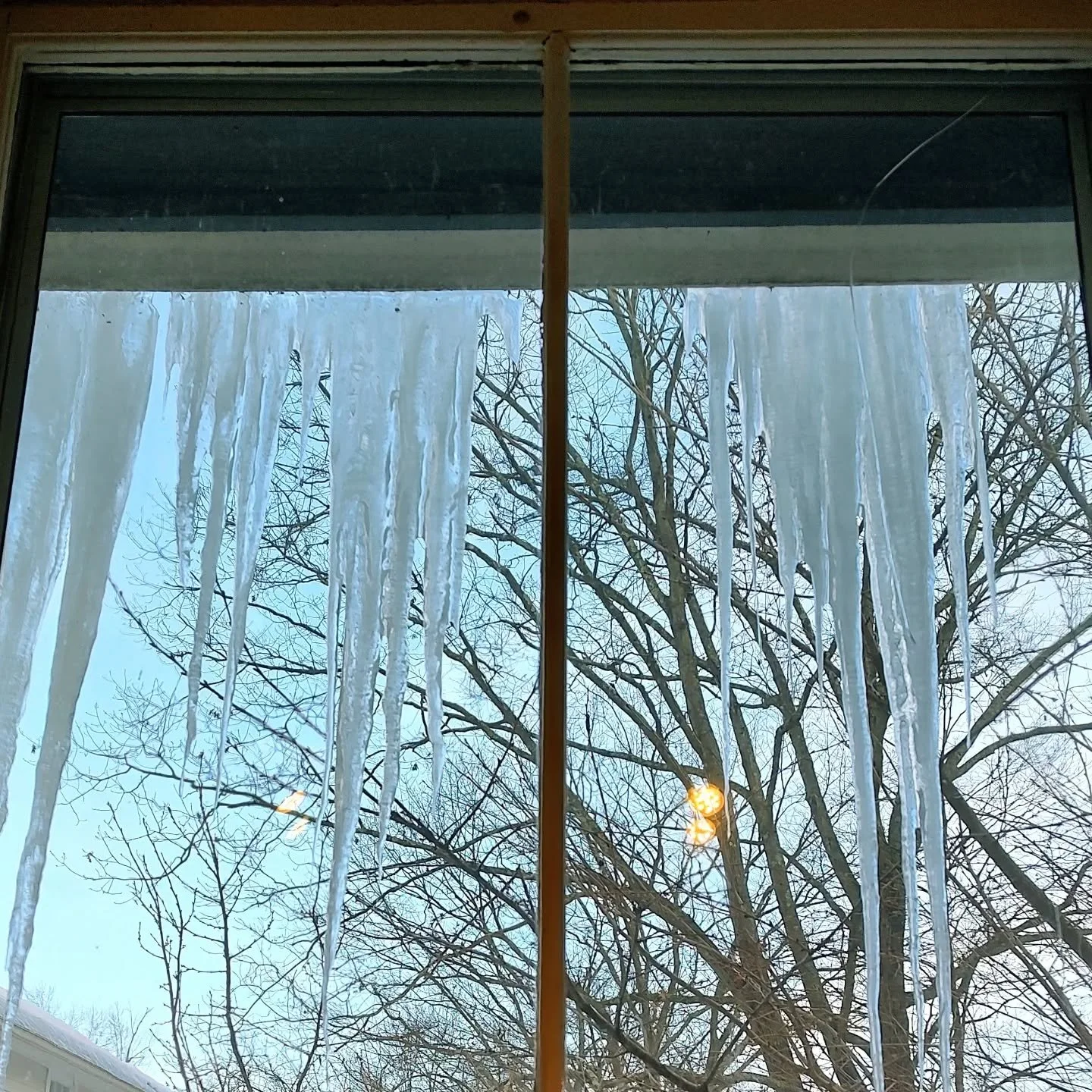 Biggest ice formations we've ever had!  But it's warm inside with beautiful new treasures arriving daily.  #cashmere #throws #gifts #artisanmade #openeveryday