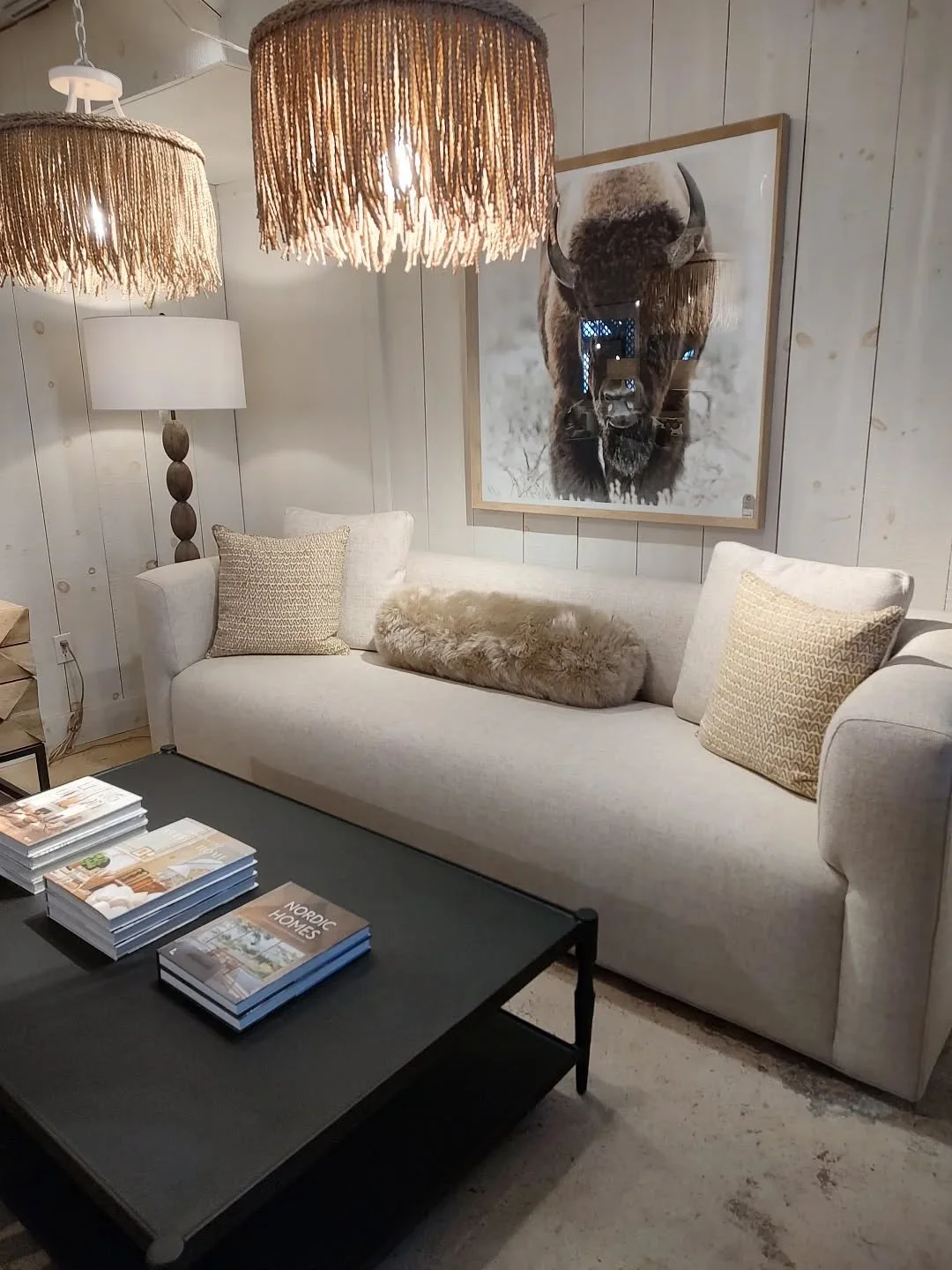 Sofa from @ciscobrothers is 100" long and so comfortable.  Modern vibes and upholstered in a gorgeous, textured natural fabric.  Would be grand in the city or the country.
#cleanbeauty #sustainableliving #39years #shoplocal