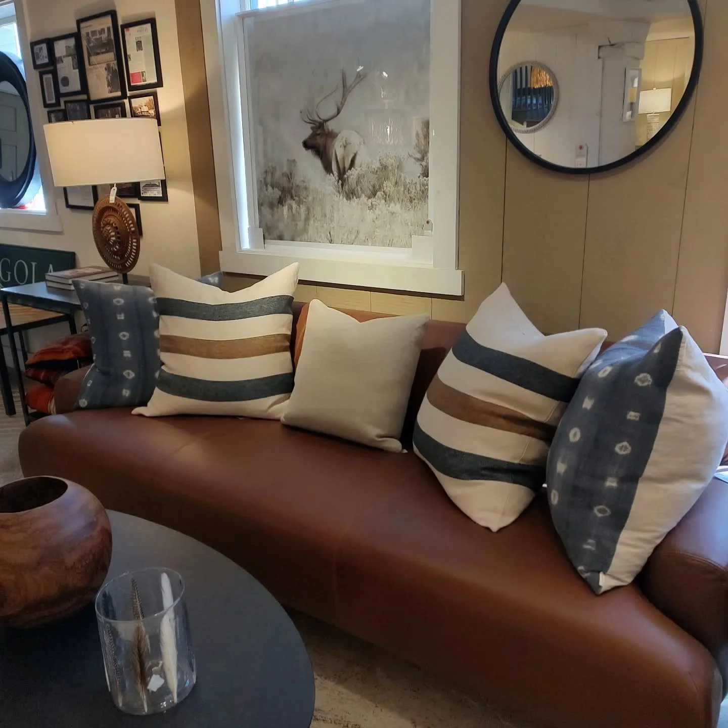 Long, lean and leather.  @libeco_home #pillows #39years #shoplocal #shopsmallbusiness