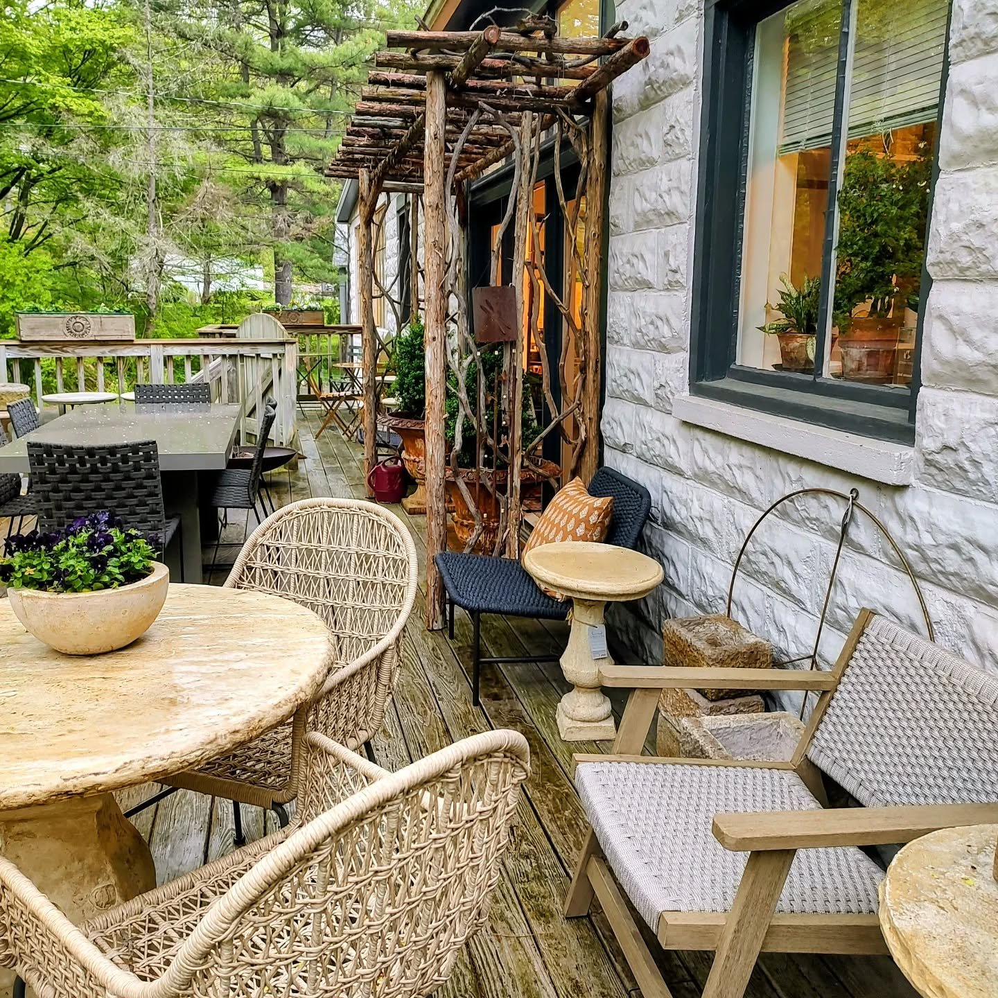 Moody day on our waterfall viewing deck.  #outdoorliving #outdoorfurniture #instock #shoplocal #39years
