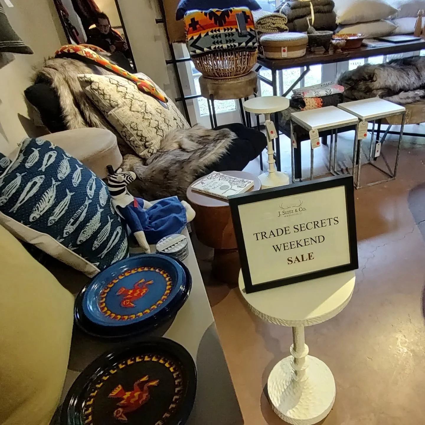 Trade Secrets Weekend Sale.  Bedding, pillows, outdoor tables, rattan, throws, towels, glassware, baskets!  Come to our lower level backroom.  #backroomsale #39years 
#everyonelovesasale #openeveryday #shoplocal