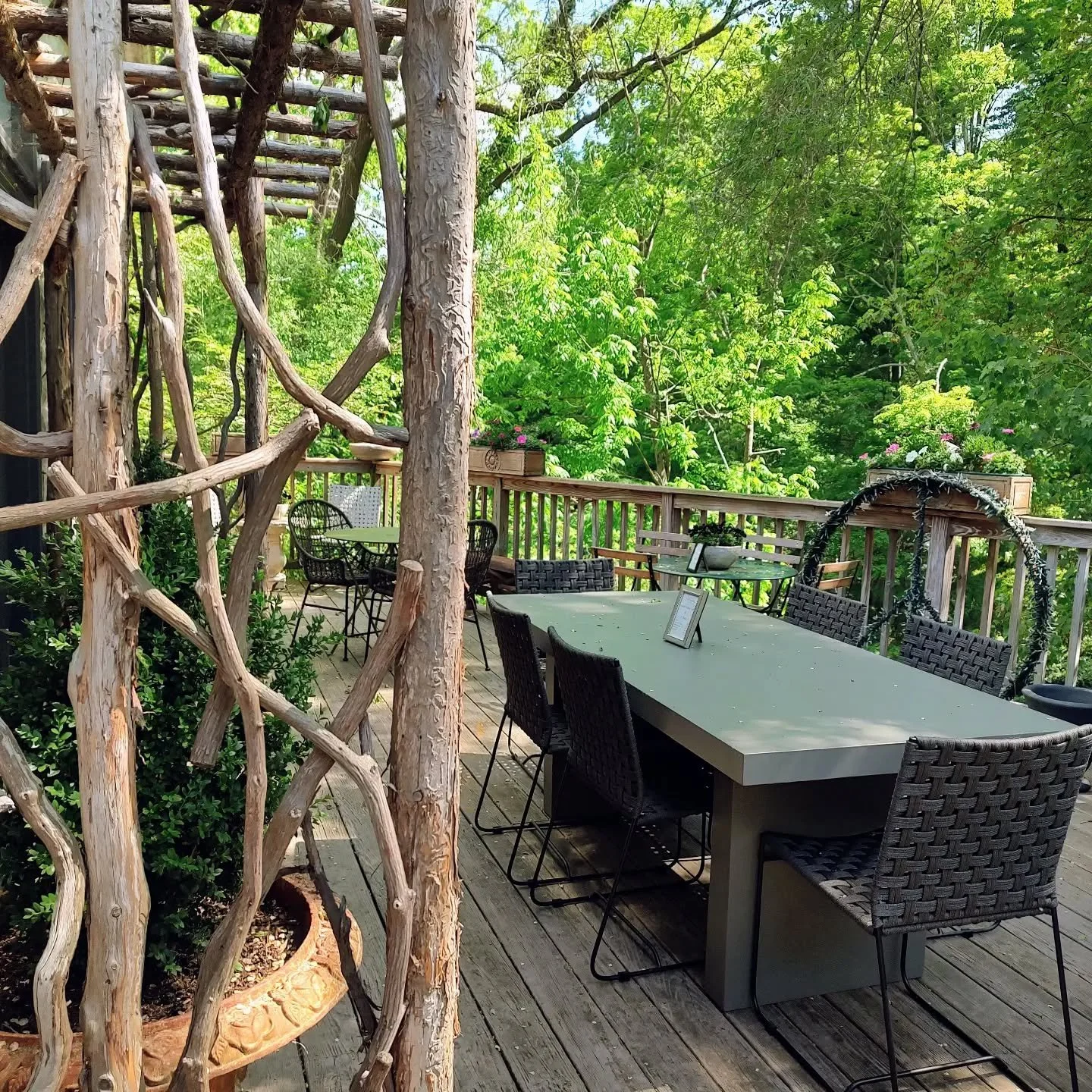 Last Cement Dining Table Sale Priced.  Seats 6 comfortably but you can squeeze eight if you need extra seating. Easy care.  Call or email shop for details.  #jseitzco #outdoorfurnturesale #chicandsleek #alfresco #newprestonfalls