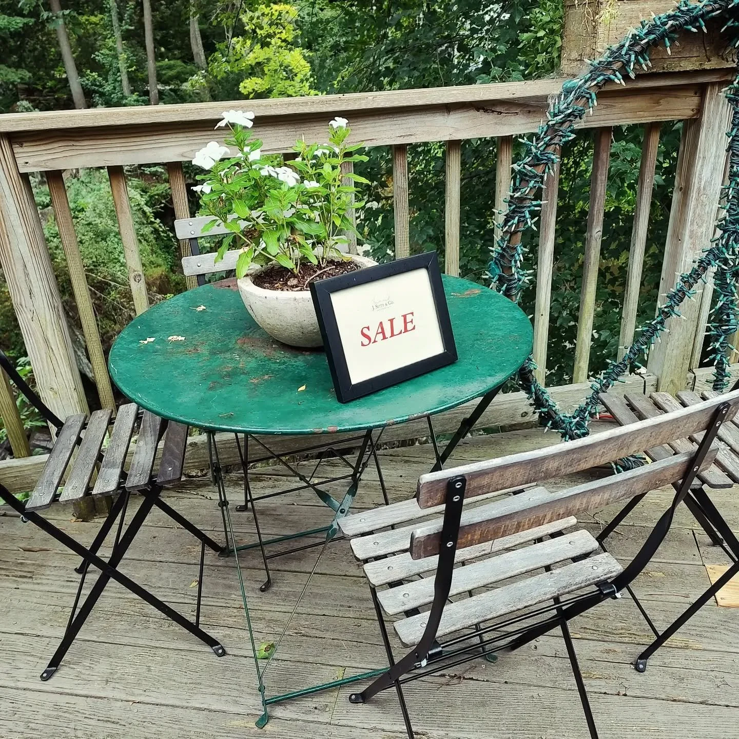 Outdoor Furniture Sale continues on our Waterfall Deck and Stone Terrace.  We have one gorgeous Dining Table left and some very nice rope chairs.  A few other things too.  #almostgone #takeithome #vintage #spring'27 #openeveryday