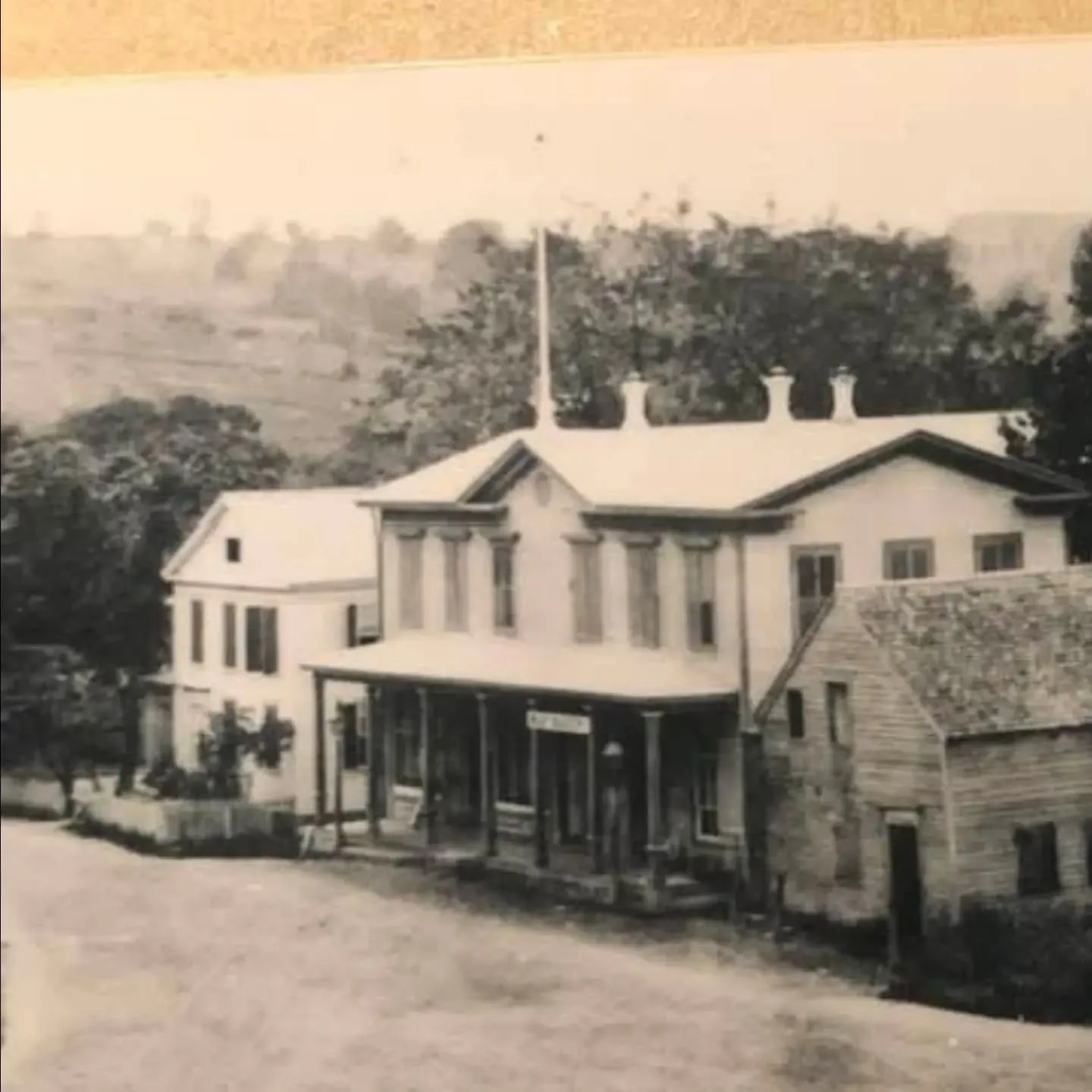 Historic New Preston -- before Downers Garage was built. Dowlers eventually became J. SEITZ to the far left where the trees are.  #alongtheriver #eastaspetuckmill #formerlife #newprestonfalls #villagelife