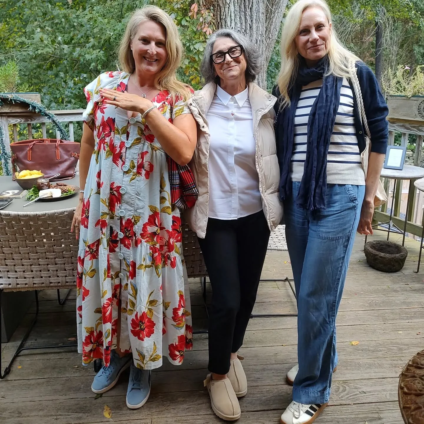 Long time client Rebecca Doh, and friends, at Lady's Night in New Preston a benefit sponsored by Litchfield Magazine.  Rebecca is showing her silver bracelet that she purchased 20 years ago at  J. Seitz.  @litchfieldmagazine @jseitzco #supporthandmad