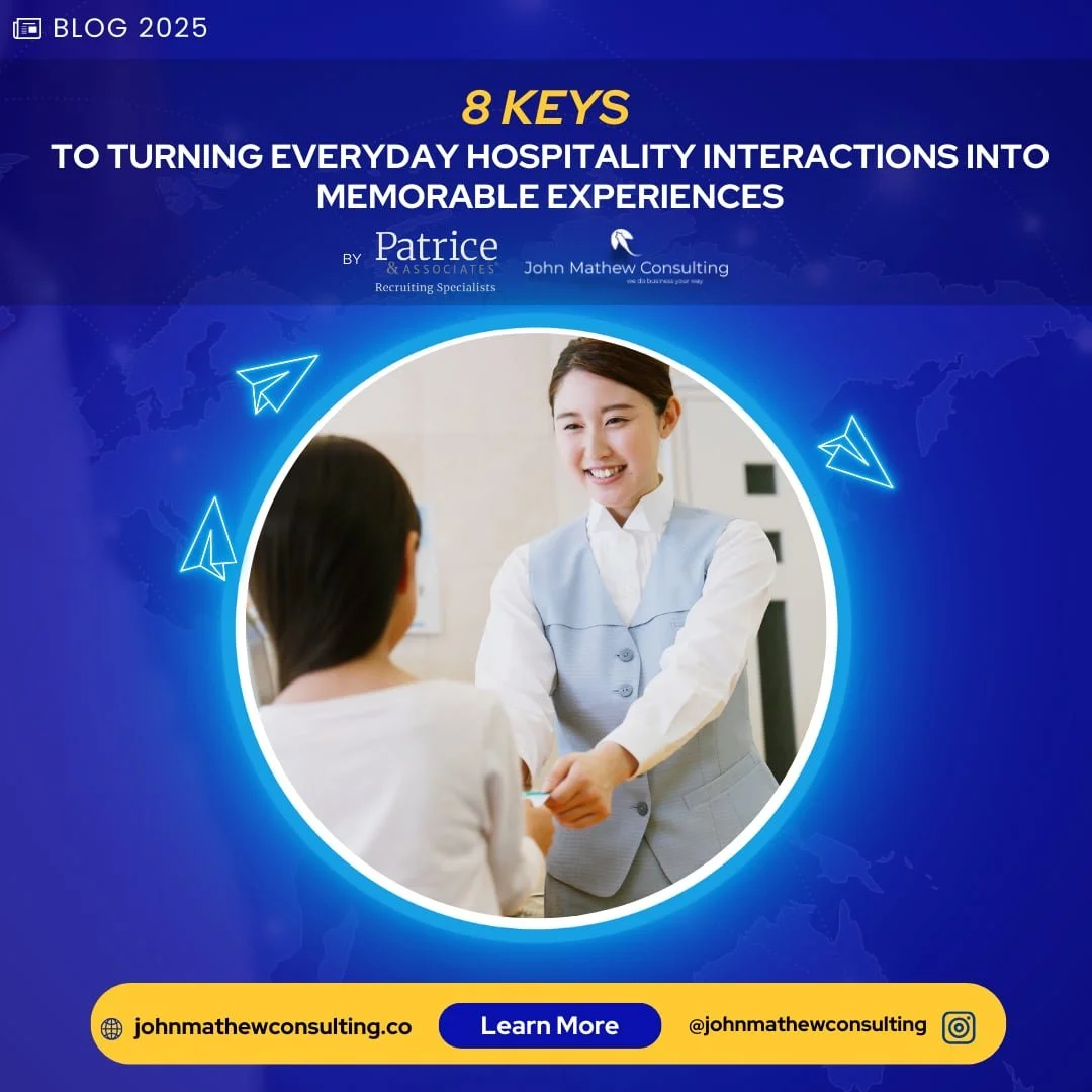      

 
    8 Keys to Turning Everyday Hospitality Interactions into Memorable Experiences   In today’s competitive U.S. hospitality market, delivering exceptional guest experiences isn’t just a luxury — it’s a necessity. According to the  American 